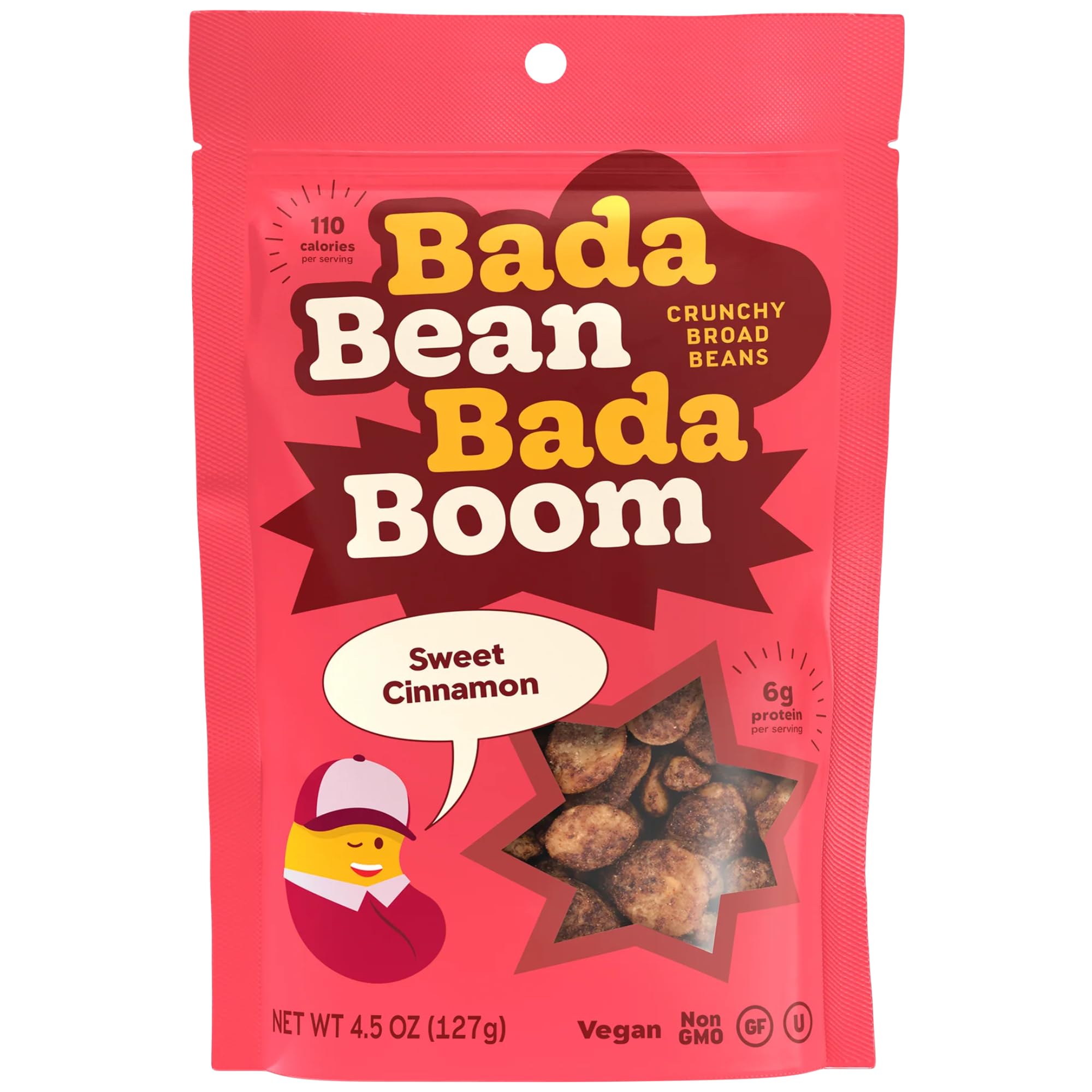 Bada Bean Bada Boom, Crunchy Roasted Broad Bean Snacks (Fava), High Protein, Vegan, Gluten-free - 110 Calorie Packs, Buffalo Wing, 4.5 Ounce (Pack of 6)