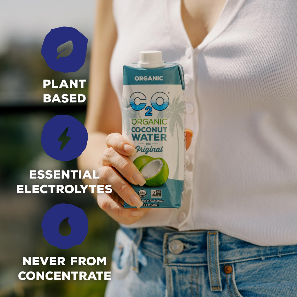 C2O - Coconut Water with Ginger, Lime, & Turmeric (12 Pack) - Made with Fresh Coconut Water - Plant Based - Non GMO - Canned Water - Natural Hydration, Electrolytes, & Potassium - 12 Cans, 17.5 FL OZ