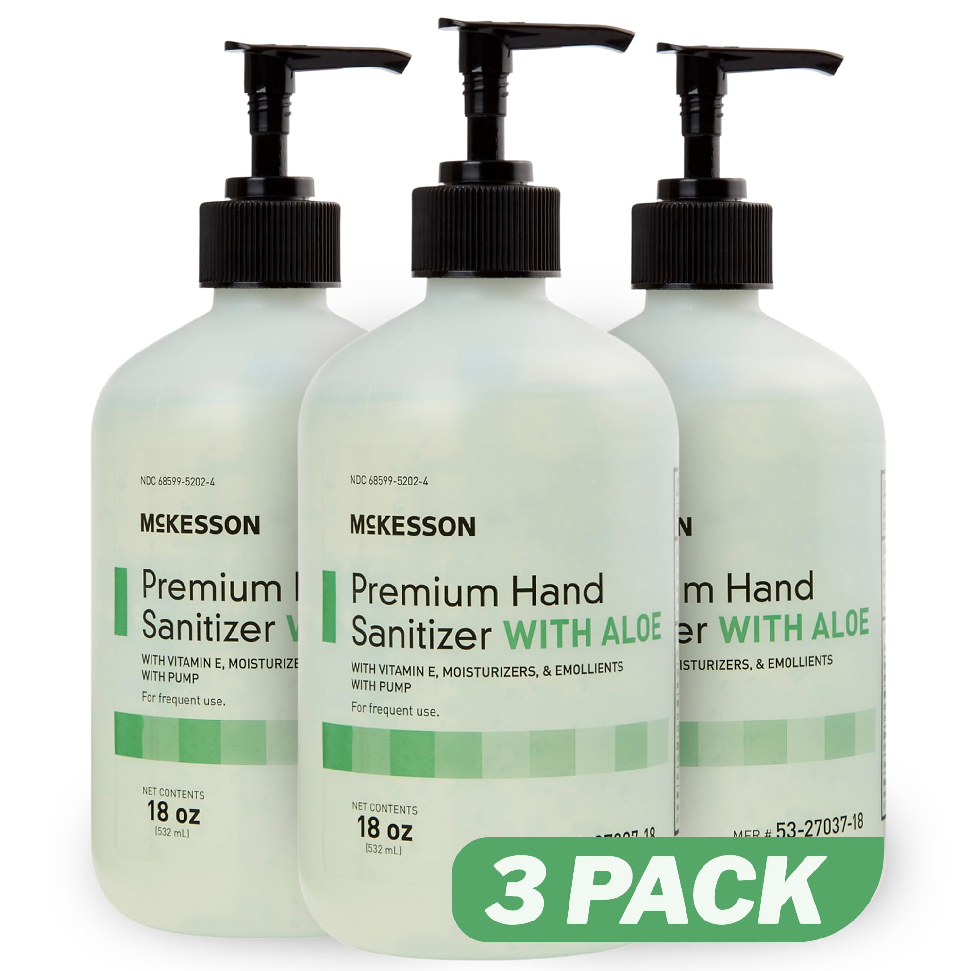 McKesson Hand Sanitizer with Aloe, 18 oz Pump Bottle [Pack of 12] – Bulk, 70% Ethyl Alcohol, Spring Water Scent, No-Rinse Gel with Vitamin E and Moisturizers, Medical-Grade Sanitizer