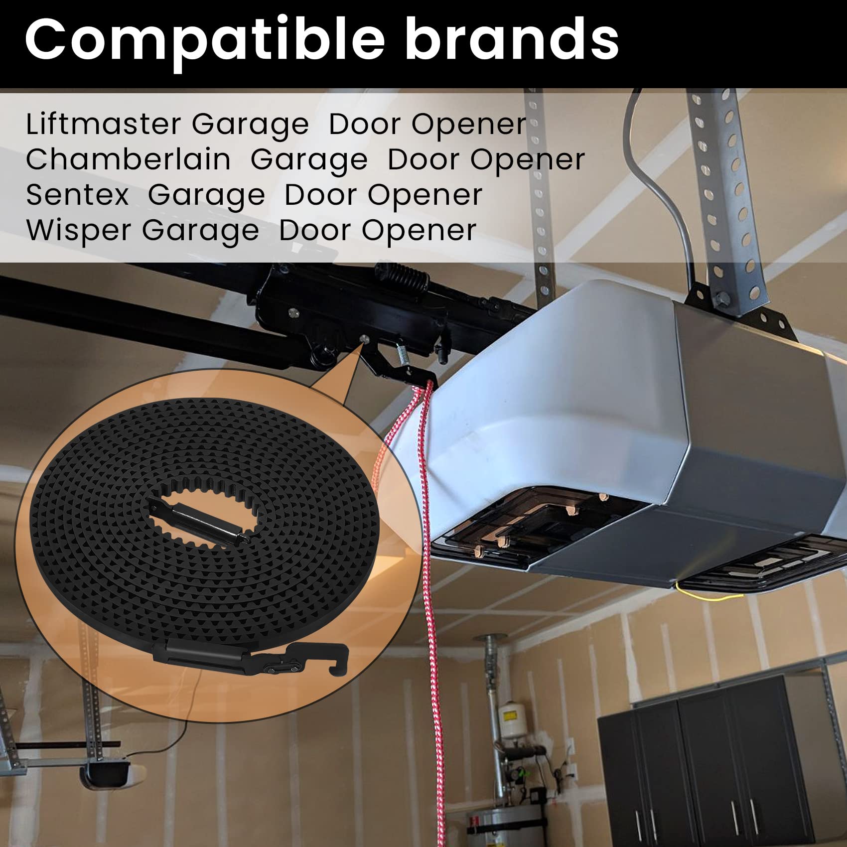 Vanesa 41A5250 Belt for 7 Ft High Garage Door, 237" Garage Door Opener Belt Compatible with liftmaster Chamberlain Garage Door Opener Models HD920EV WD822KD 248739 248754 HD900D HD520EV