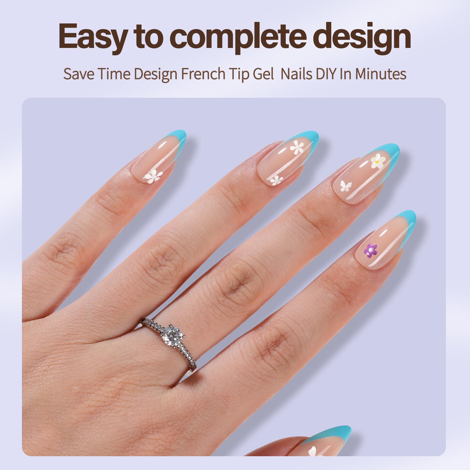 Misssix XBASICTIPS French Tip Press On Nails, 300Pcs French Gel Nail Tips Long Square, Soft Gel Pre-shaped No Need to File 3 in 1 Tips, Fake Nails for Nail Art DIY Extension Designs 15 Sizes