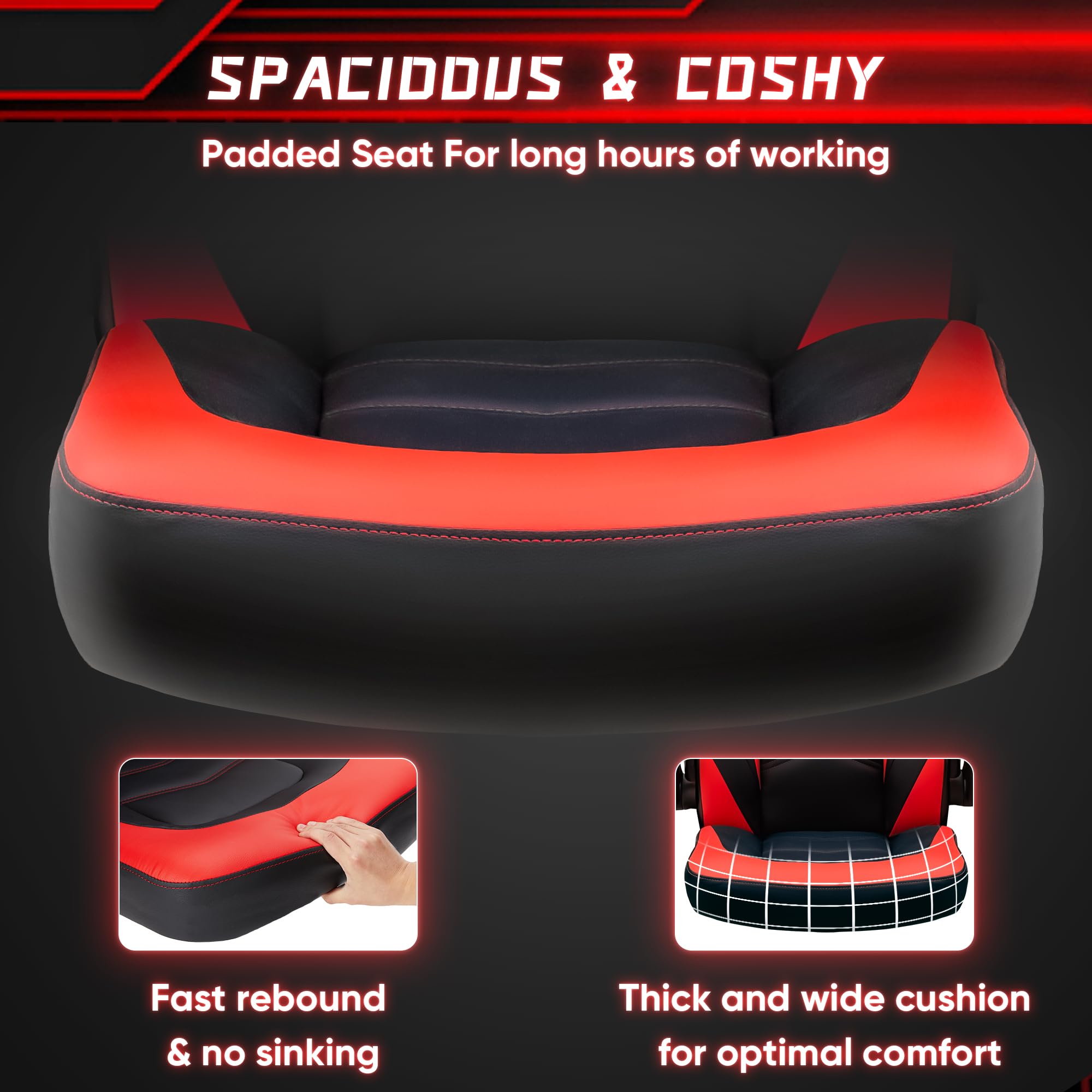 OLIXIS Computer Gaming Desk Chair - Ergonomic Video Game with Comfy Lumbar Support and headrest, PU Leather with Flip-up Arms, Adjustable Height and Swivel Wheels, for Adults, Black