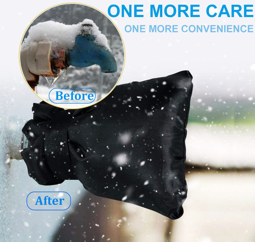 Outdoor Faucet Covers for Winter Freeze Protection, Upgraded Thicken 8.5" H x 6.1" W Outside Garden Faucet Socks for Winter Waterproof Reusable Hose Bibs Insulated Spigot Cover, 2 Pack Black