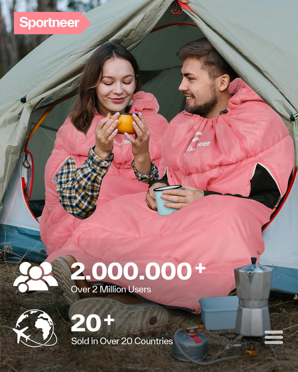 Sportneer Wearable Sleeping Bag for Adults & Kids – Walkable with Arm Zippers, Warm Weather & Cold Waterproof, Compact for Camping, Stadiums, Travel, Backpacking & Car Use