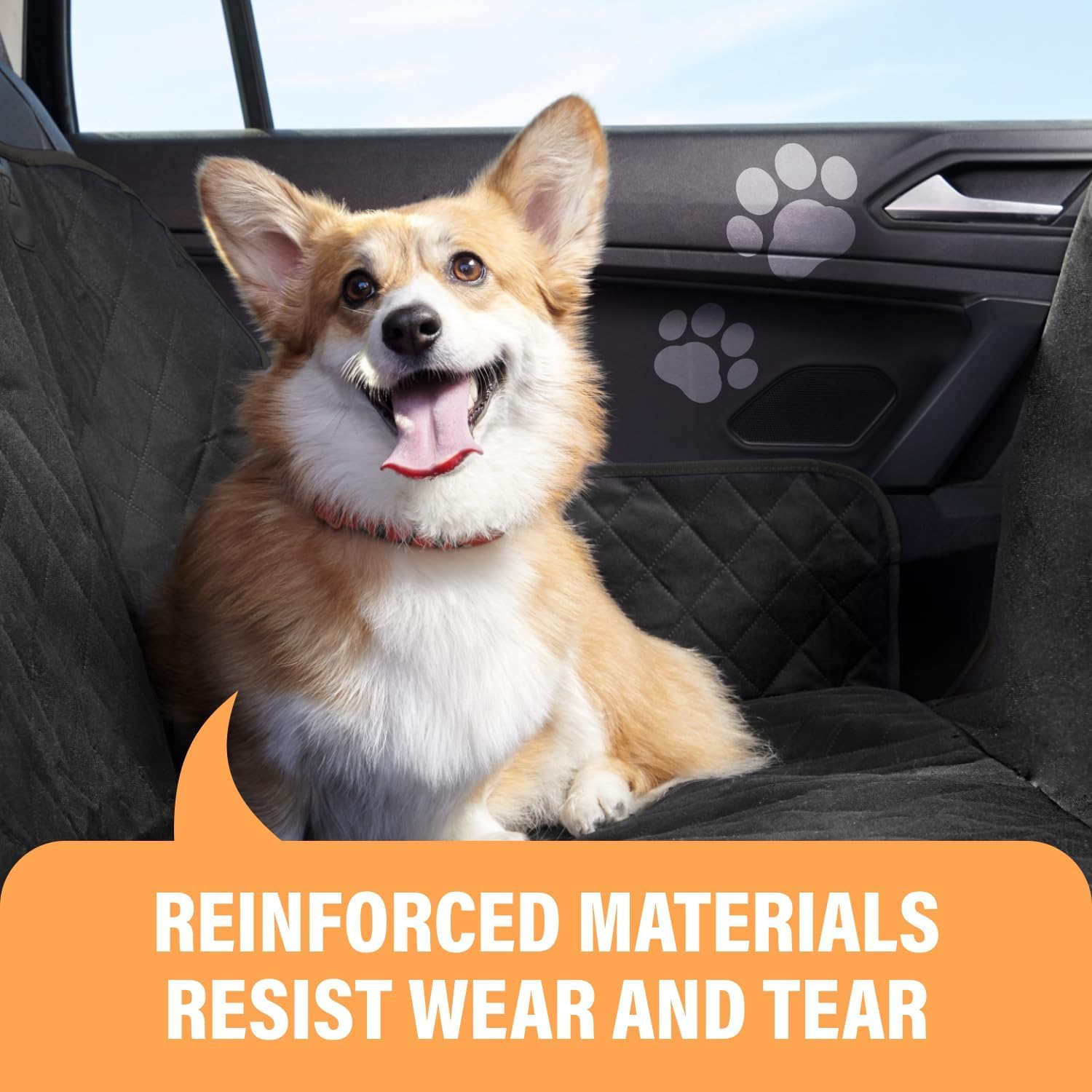 Active Pets Beige XL Dog Car Hammock Back Seat Cover, Waterproof Backseat Cover Protector for Truck Bench Rear of Sedans or SUVs, Essential Pet Supplies Vacuum or Wipe Clean, Machine Washable