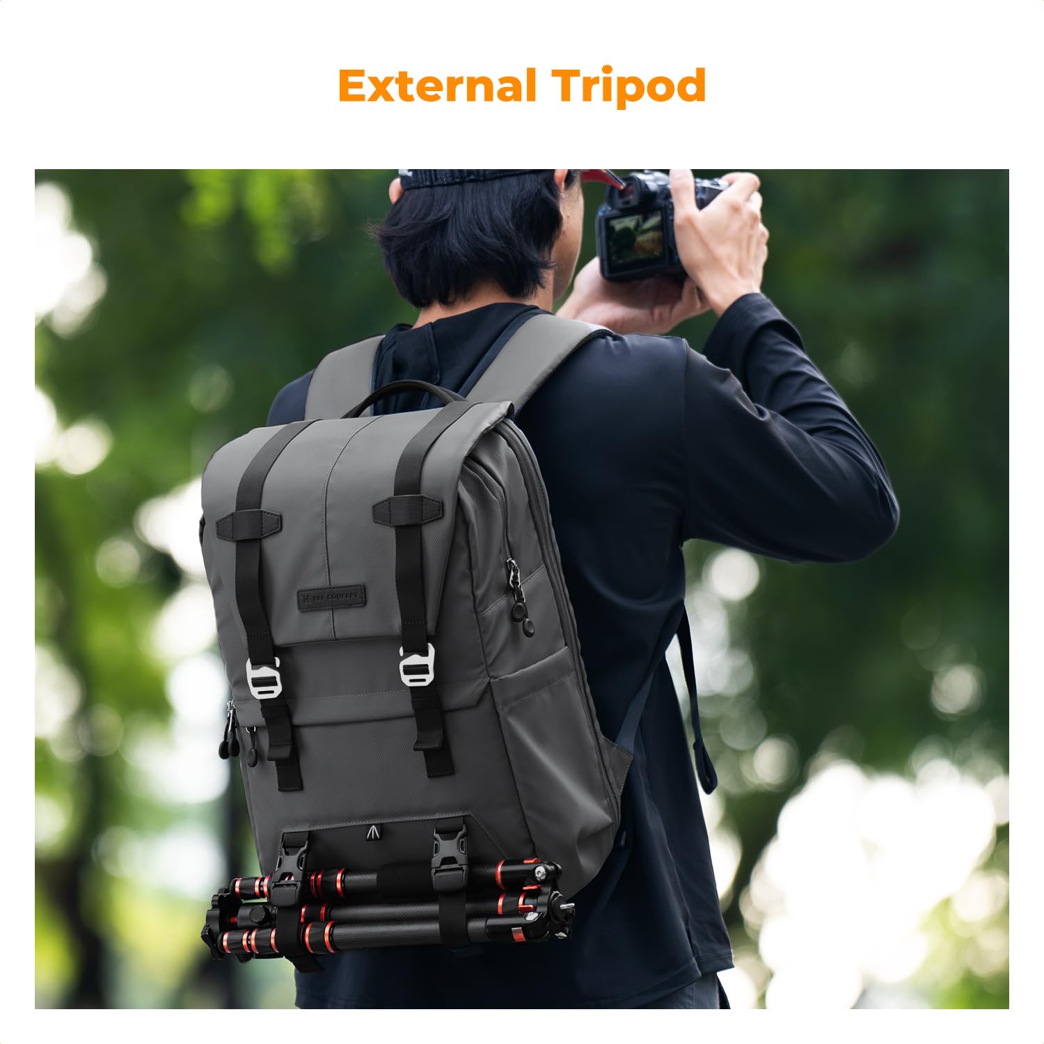 K&F CONCEPT Camera Backpack, Camera Bags for Photographers Dslr Cameras Compatible for Canon Nikon Sony DJI Mavic Drone, 20L Large Capacity Bag Cover 15.6 Inch Laptop Camera Cases with Raincover