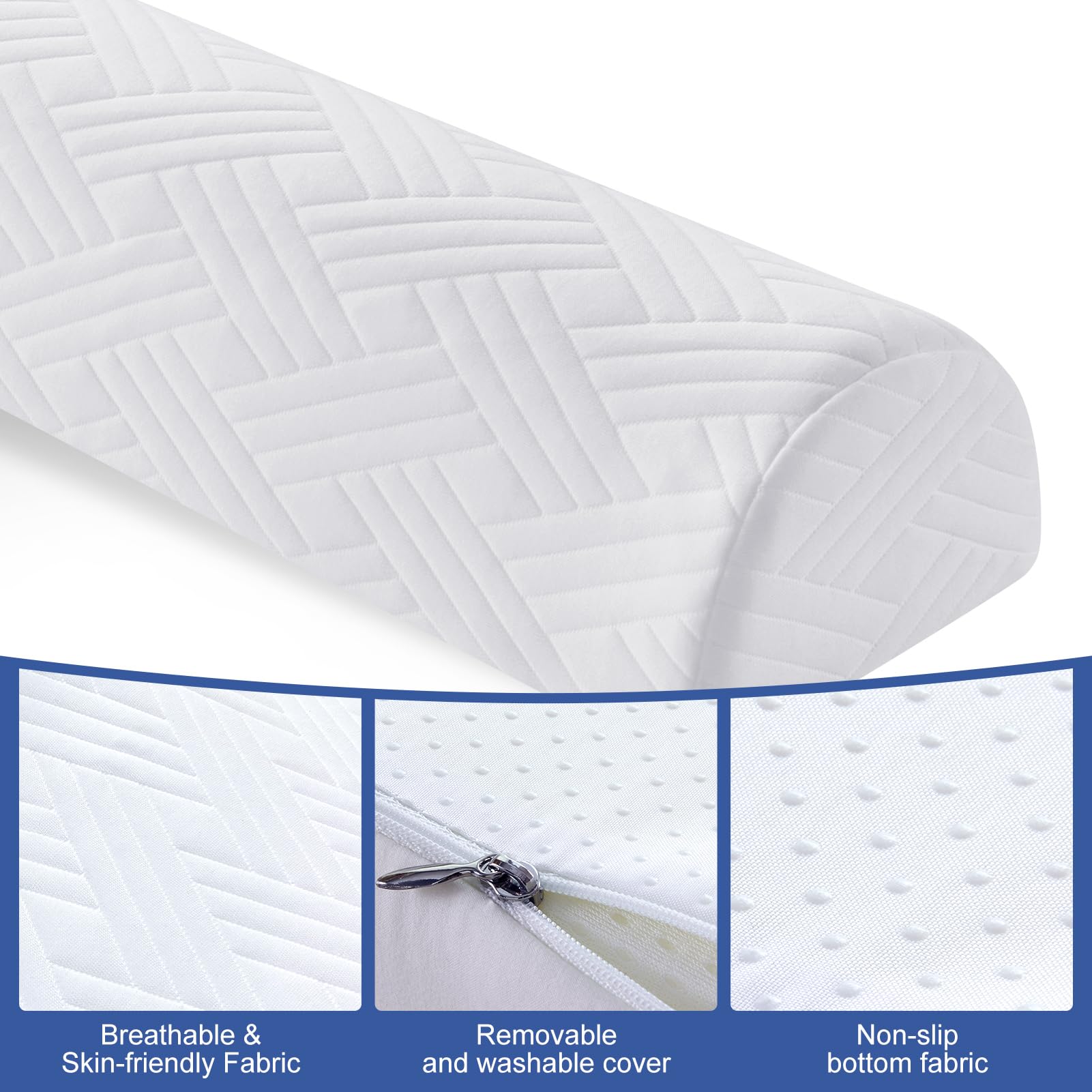 Ceekliybear 1-Pack Premium Foam Bed Bumpers for Toddler, Non-Slip Bed Rails for Toddlers for Twin, Queen, King Beds, Machine Washable Bumpers Cover for Easy Care（Size：52" x 7" x 5"）