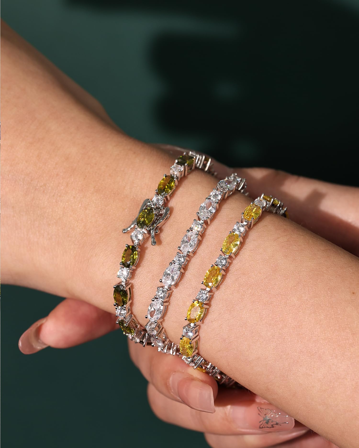 FANCIME Birthstone Bracelets Sterling Silver Tennis Bracelets Charm Fine Jewelry Birthday Gifts for Women 7"