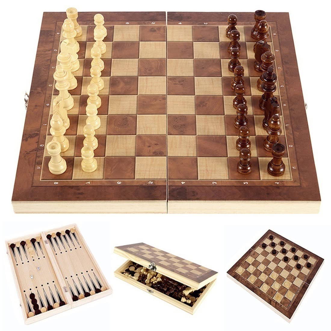 Chess Sets Magnetic Board Games - 11.8 Inches Travel Chess Set for Teenager & Adults, Wooden-Style Folding Portable Chess Gifts Classic 2-Player Strategy Family Game for Beginner and Professional