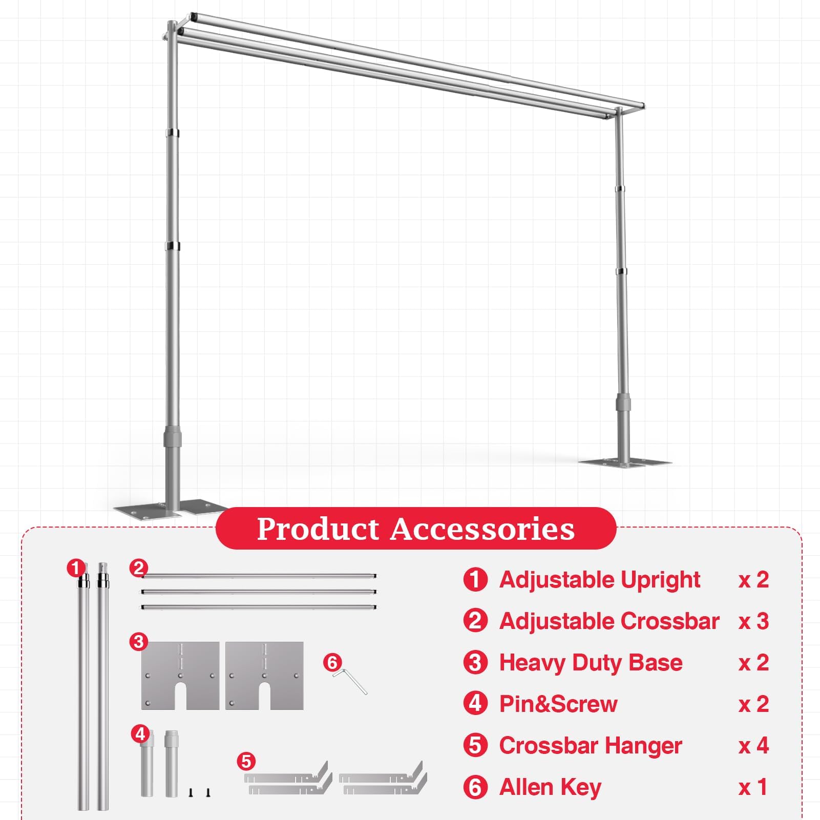 EMART Backdrop Stand Heavy Duty 8.9x10Ft,Three Crossbar Pipe and Drape Photo Background Support Kit, Adjustable Metal Frame with Flat Base for Wedding Birthday Party Decorations-Black