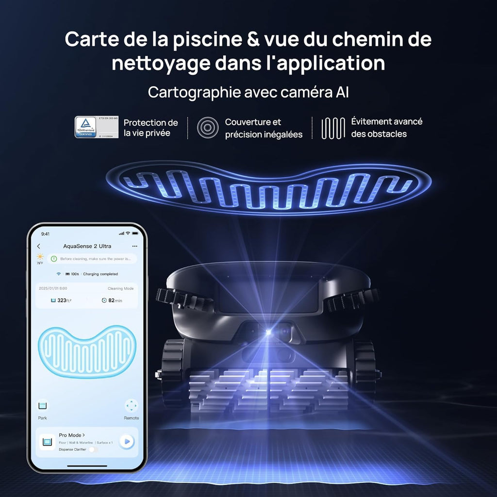 Beatbot AquaSense 2 Ultra Pool Vacuum Robot, Pool Mapping with AI Camera, AI Cruise Debris Detection, Multi-Level Platform Cleaning, 5-in-1 Cleaning, Superior Surface Cleaning – Midnight Blue