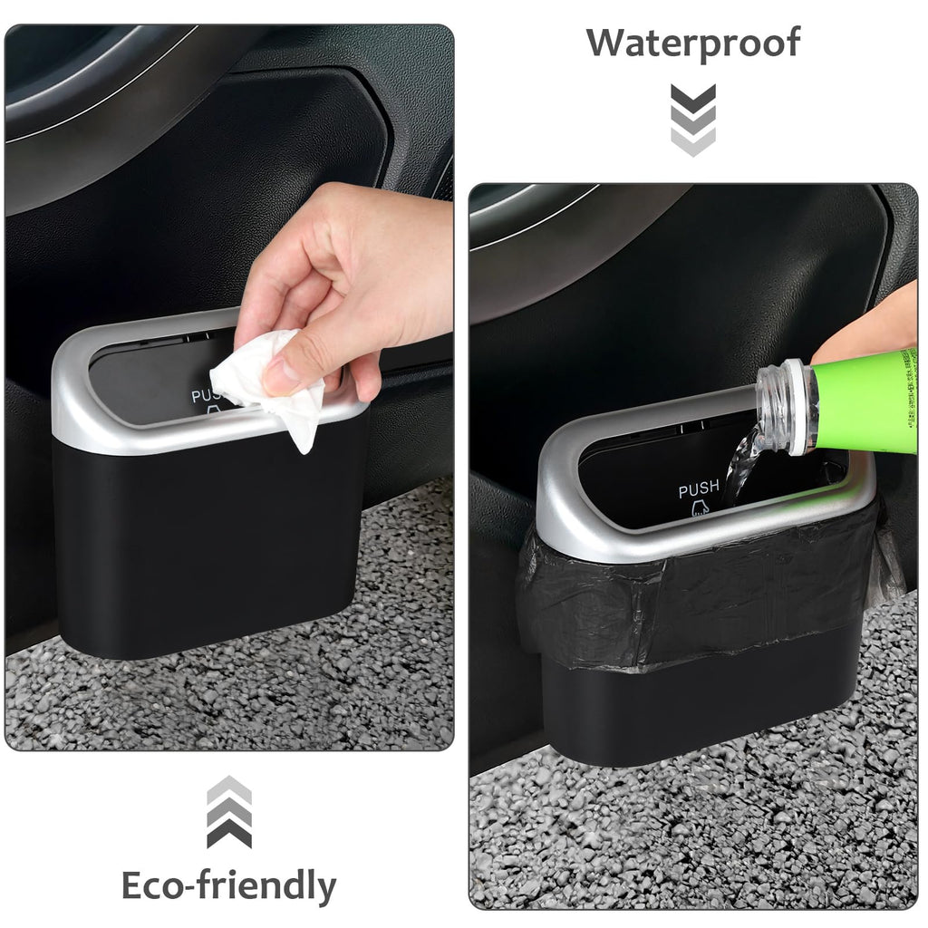 Accmor Car Trash Can with Lid, Mini Auto Dustbin Garbage Organizer with 30 Pcs Plastic Trash Bag, Automotive Garbage Container Bin for Vehicle, Home, Office