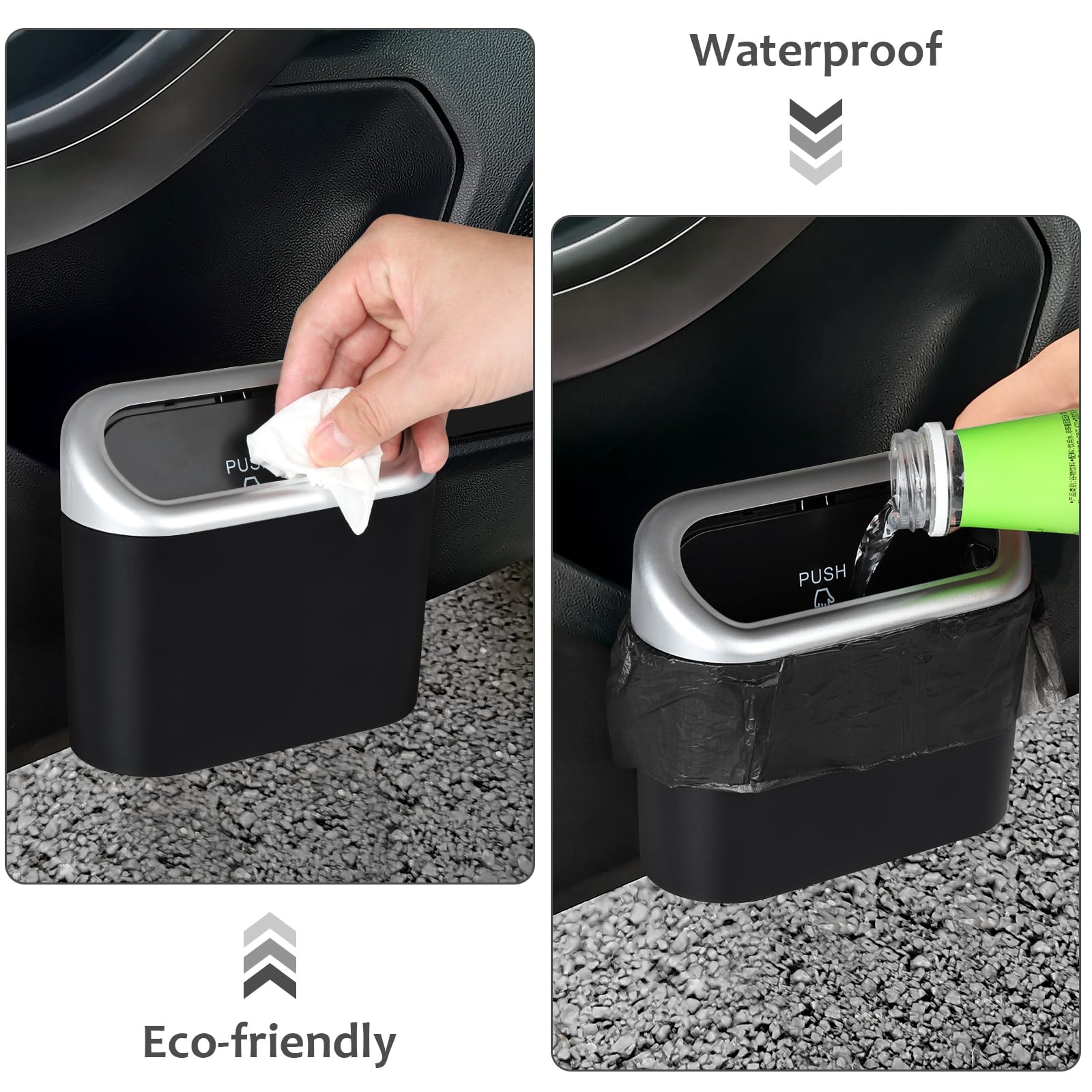 Accmor Car Trash Can with Lid, Mini Auto Dustbin Garbage Organizer with 30 Pcs Plastic Trash Bag, Automotive Garbage Container Bin for Vehicle, Home, Office
