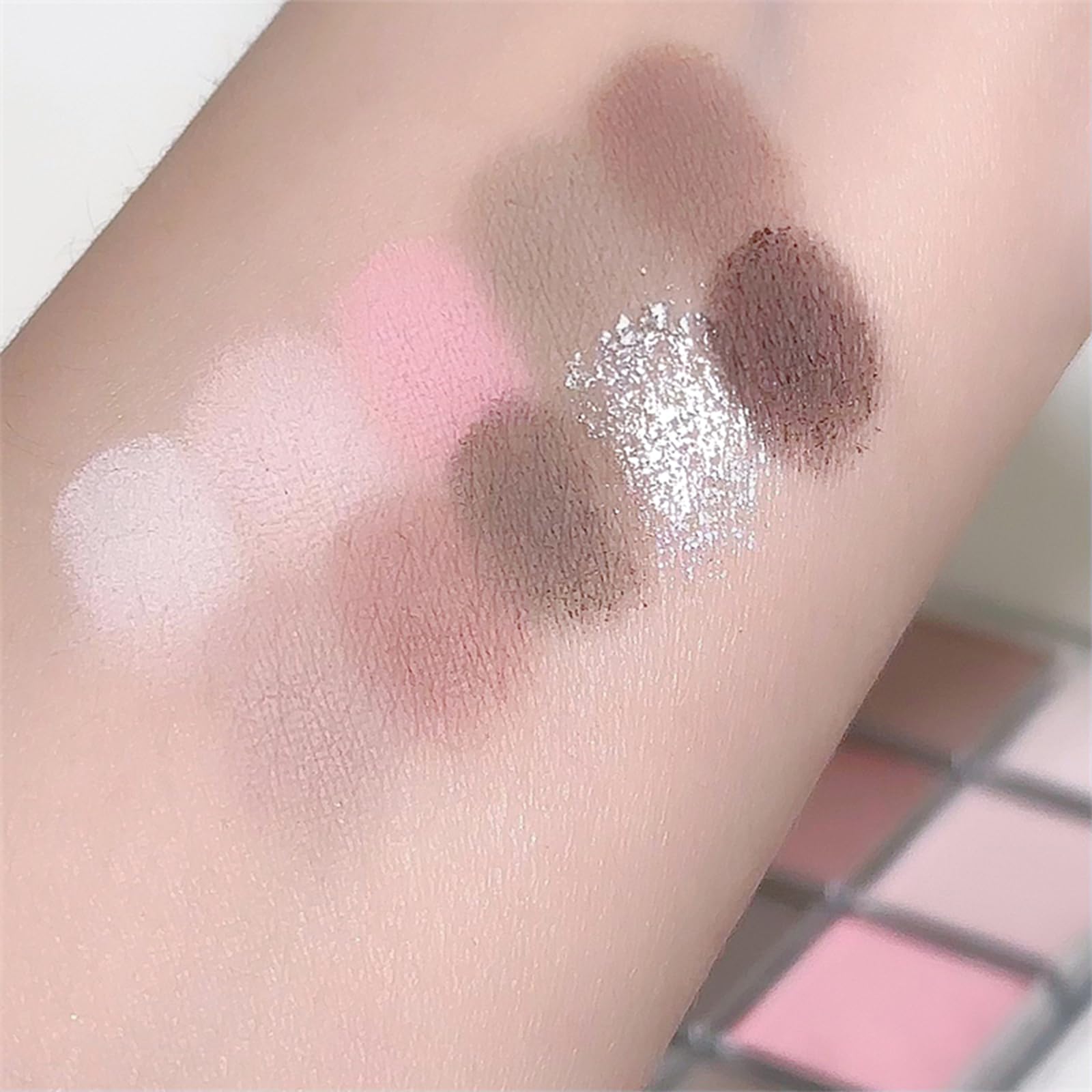 Erinde 10 Colors Eyeshadow Palette Makeup - Matte Shimmer Glitter Eye Shadow Korean Makeup, Ultra-Blendable, High Pigmented, Natural-Looking, Peach Brown Eyeshadow Pallet with Brush, Peach Color