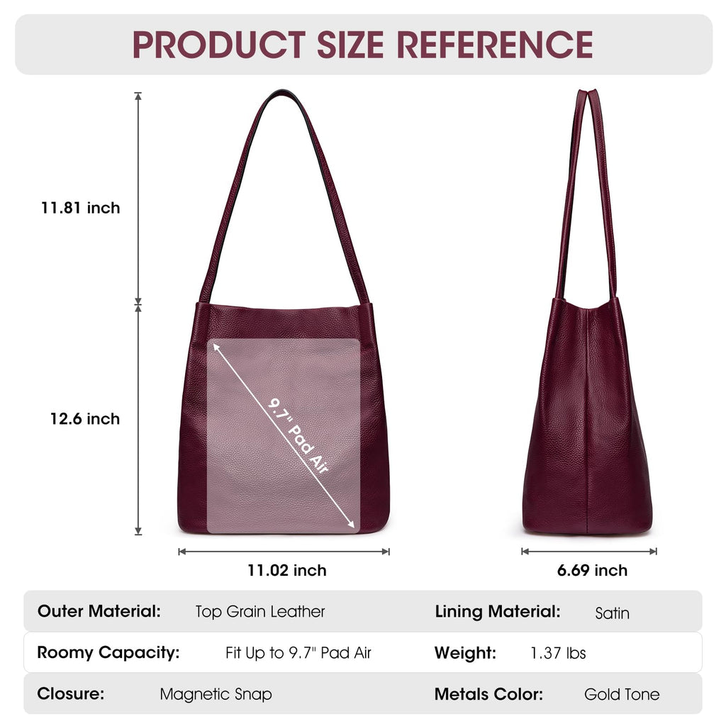 Kattee Women Soft Genuine Leather Totes Shoulder Bag Purses and Handbags with Top Magnetic Snap Closure