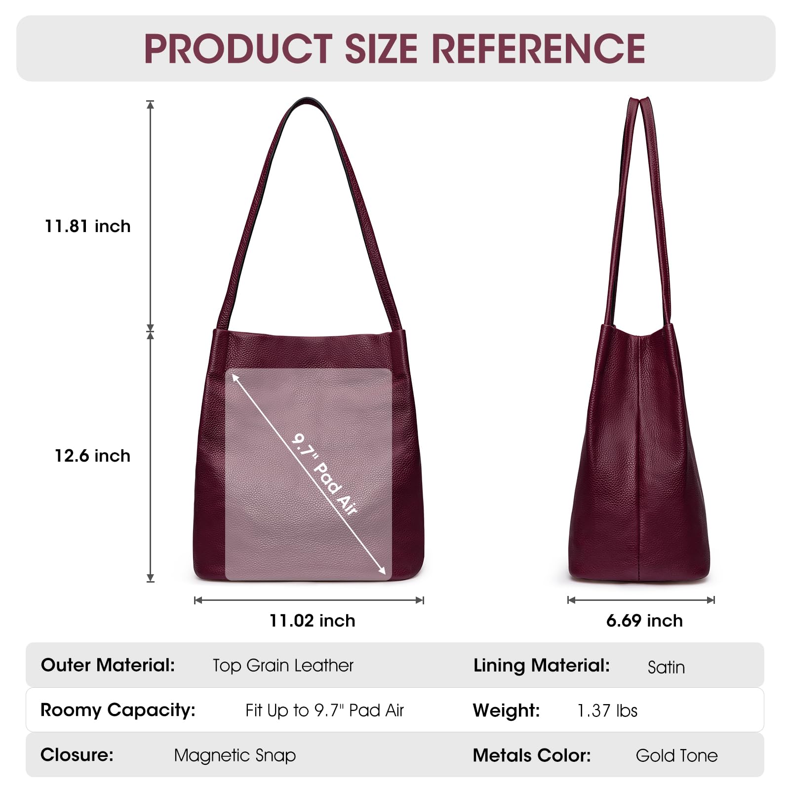Kattee Women Soft Genuine Leather Totes Shoulder Bag Purses and Handbags with Top Magnetic Snap Closure