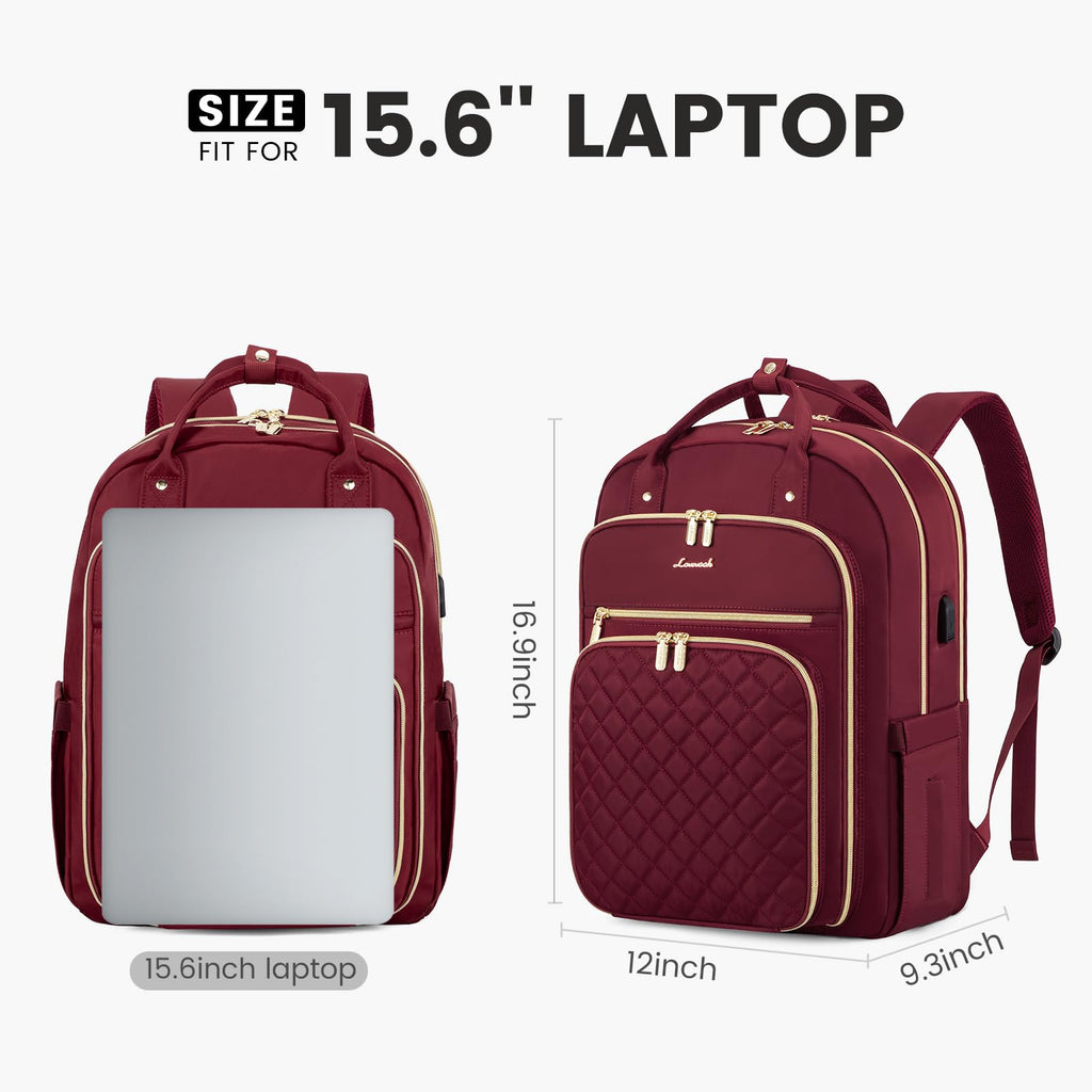 LOVEVOOK Laptop Backpack for Women, Water Resistant Travel Work Backpacks Purse College Business Teacher Nurse Computer bag with USB Charging Port