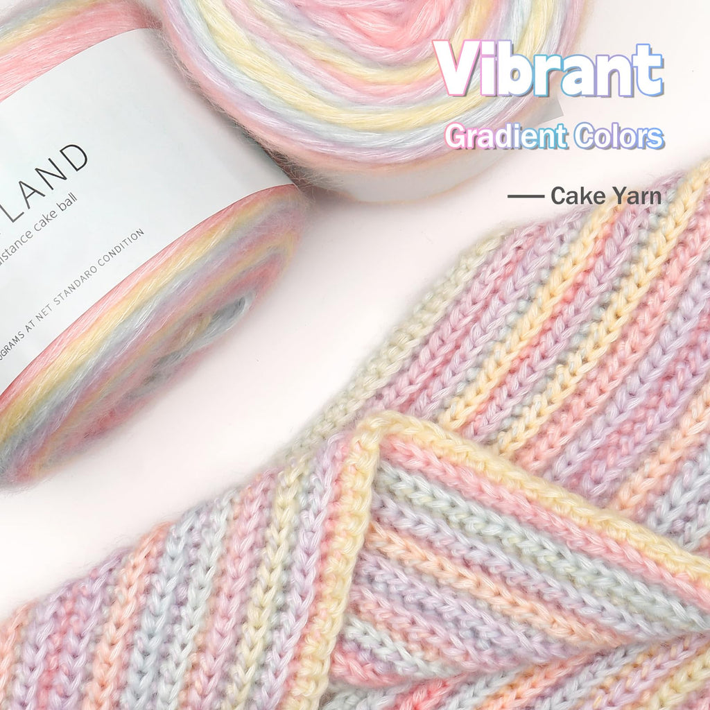 Katech Fairyland Yarn for Crocheting Knitting-Gradient Yarn Cake-4 Pack of 100g/3.52 oz-Soft DK Light Weight #3-60% Cotton 30% Acrylic 10% Wool-Perfect for Scarves, Shawls, Blankets and Garments(A)
