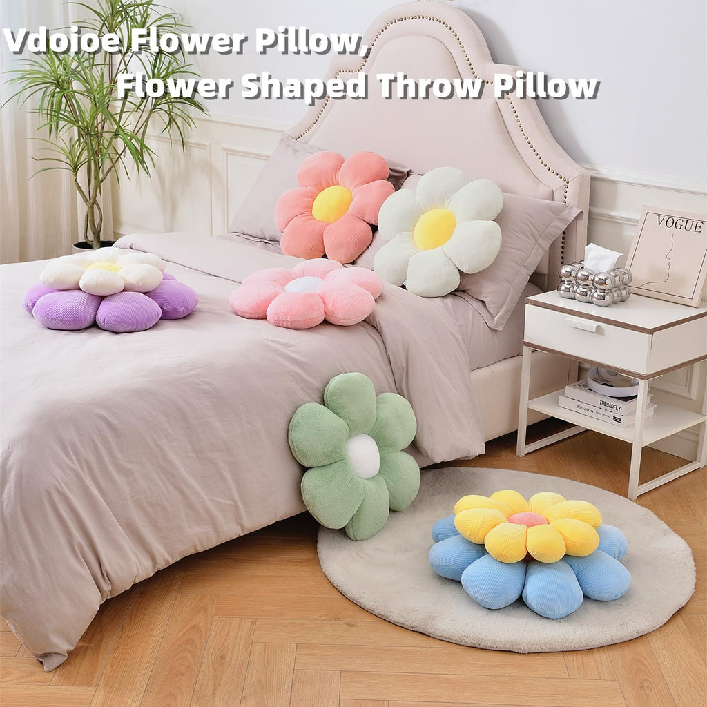 Flower Pillow, Blue Throw Pillows Cute Daisy Decorative Pillow Cushion Seating Home Decorative for Bed, Sofa, Couch