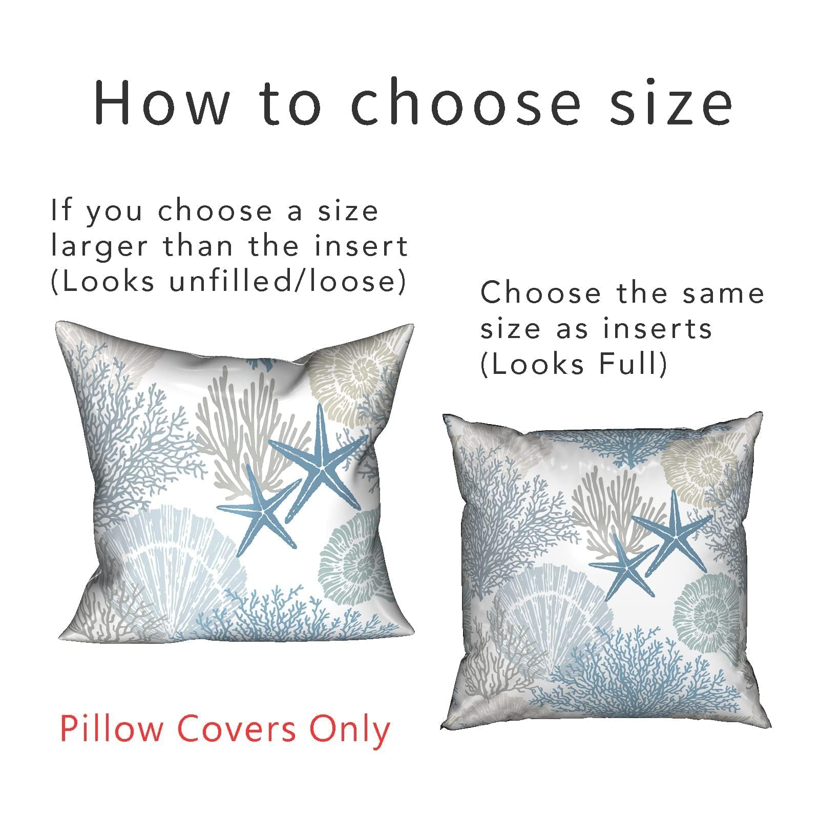 Tritard Nautical Coastal Throw Pillow Covers 16x16 Set of 2 Beach Themed Ocean Seashell Coral Starfish Velvet Couch Decorative Pillow Cases Outdoor Sofa Cushion Cover for Bedroom Living Room, Blue