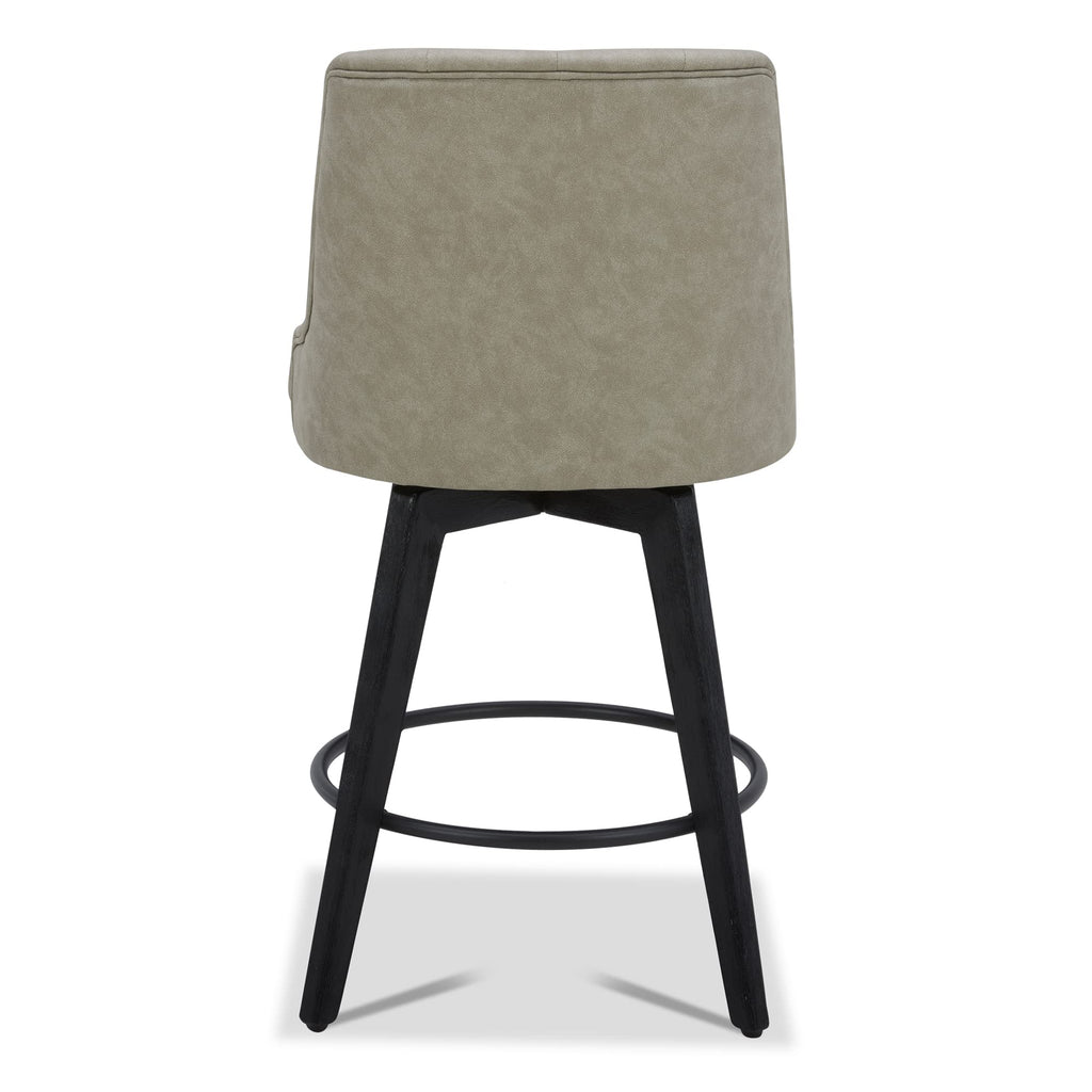 Watson & Whitely Counter Height Bar Stools, Performance Fabric Upholstered Modern Swivel Barstool with Back, Solid Wood Legs, 26" H Seat, Flint Grey