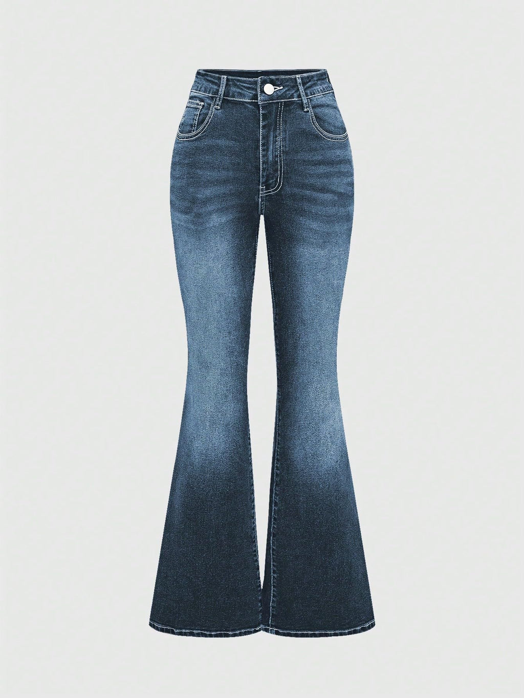 MakeMeChic Women's Bell Bottom Jeans Stretchy Flared Jeans Embroidered Y2K High Waist Denim Pants