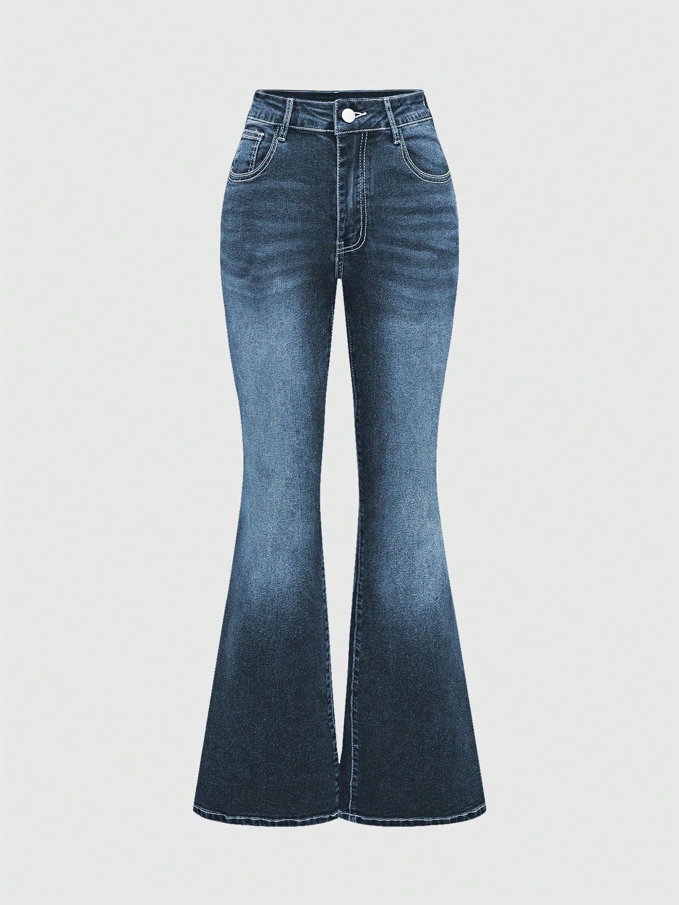 MakeMeChic Women's Bell Bottom Jeans Stretchy Flared Jeans Embroidered Y2K High Waist Denim Pants