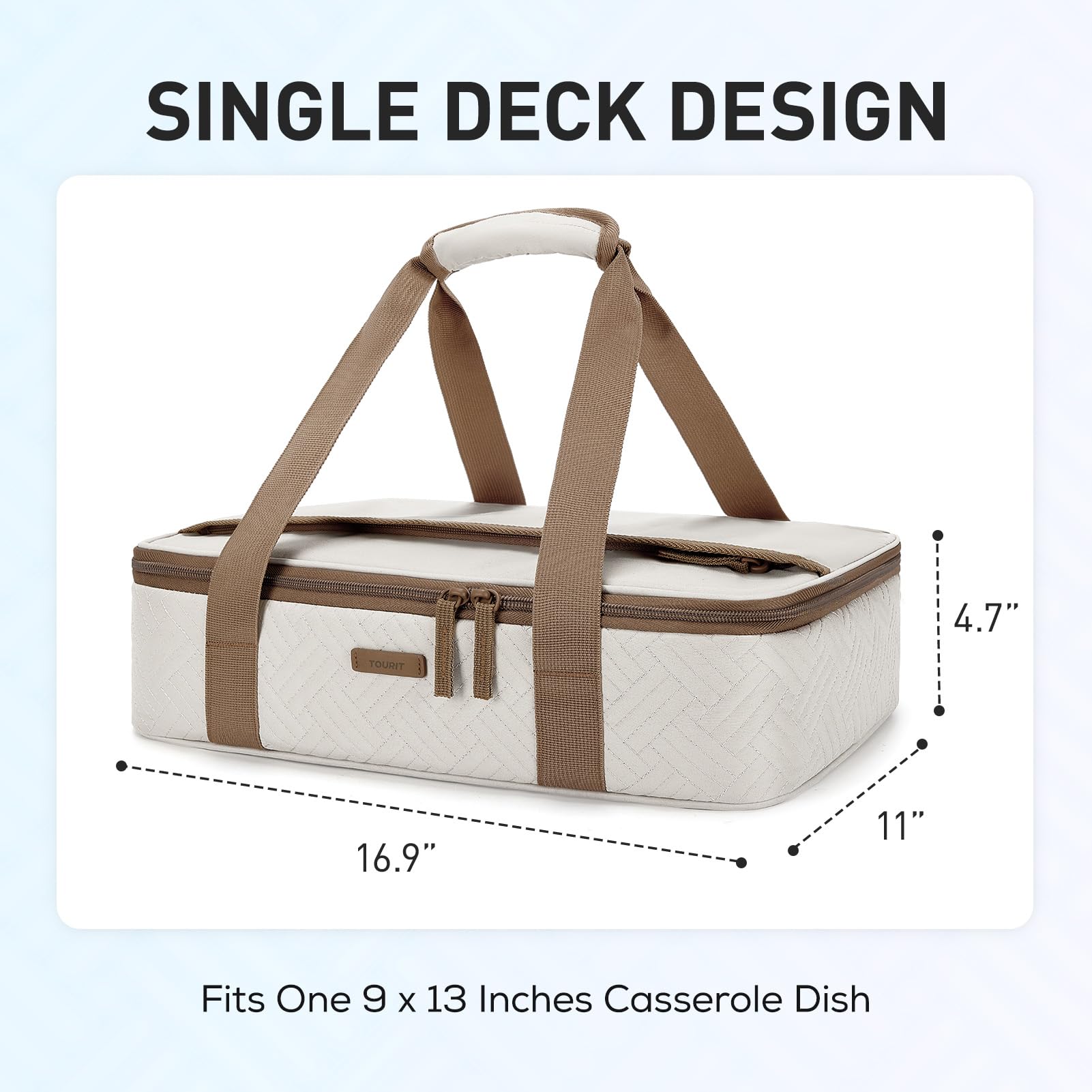 TOURIT Insulated Casserole Carrier for Hot or Cold Food Thermal Food Carrier for Picnic Cookouts Potluck Parties Fits 9" x 13" Baking Dish