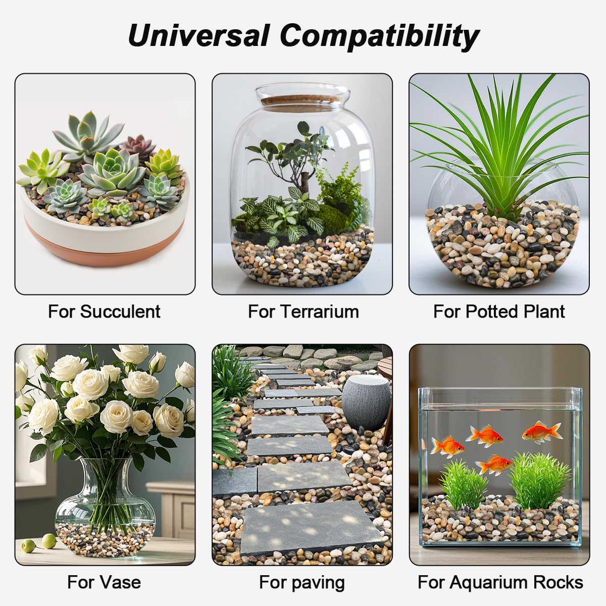 Terrarium Supplies,Virekm River Rocks, Decorative Ornamental Pebbles,Garden Landscaping Stones,Gravel Filler for Home Decoration Flower Bed Fish Tank Plants Vases Succulents
