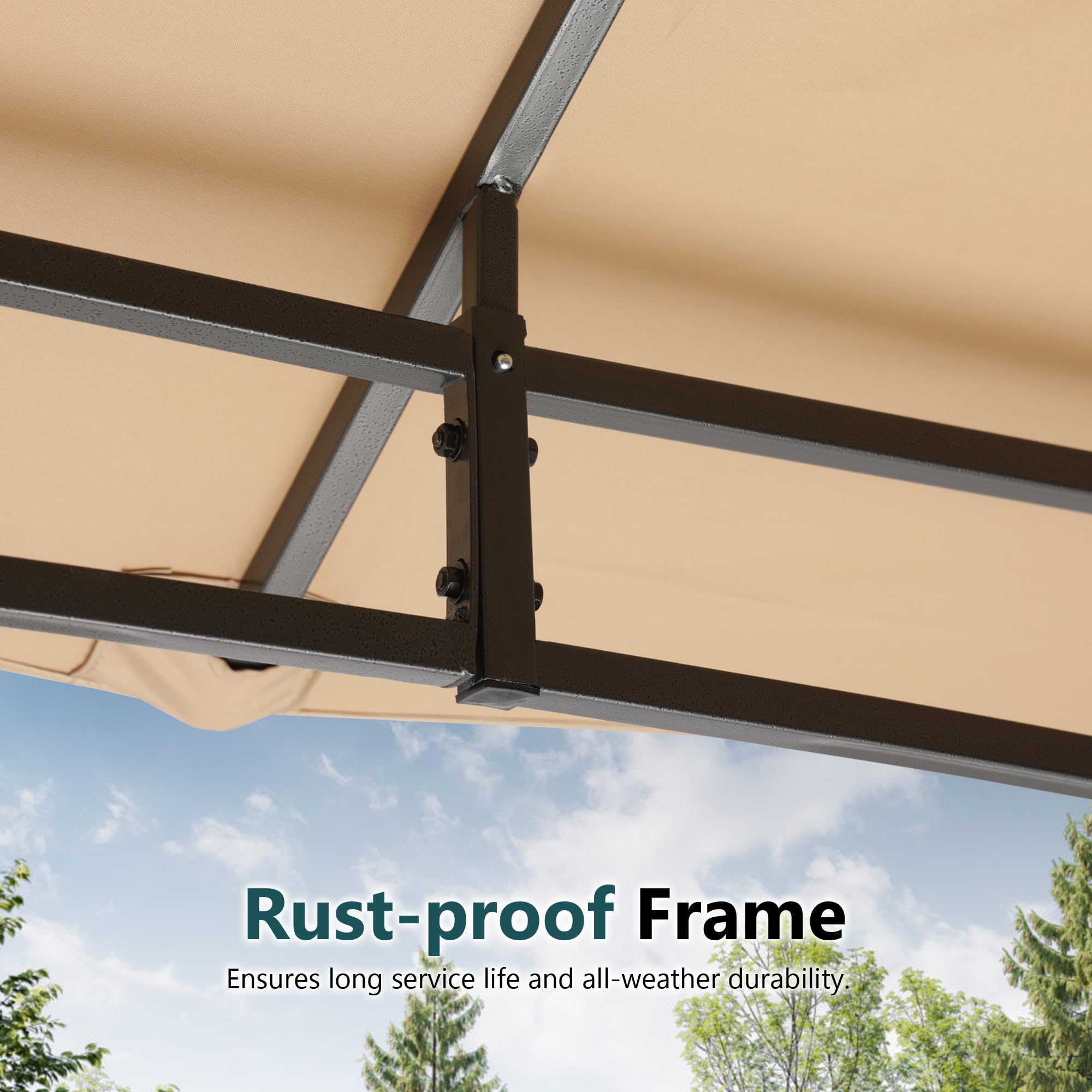 MASTERCANOPY Outdoor Garden Gazebo for Patios with Stable Steel Frame and Netting Walls (9x9,Beige)