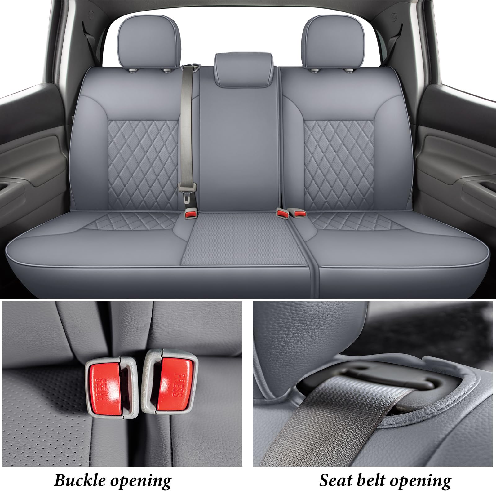 Coverado Tacoma Seat Covers, Car Seat Covers Front Seats, Leather Seat Covers for Cars Car Seat Protector Cushion Tacoma Accessories Custom Fit 2005-2023 Toyota Tacoma Double/Crew Cab(Black)