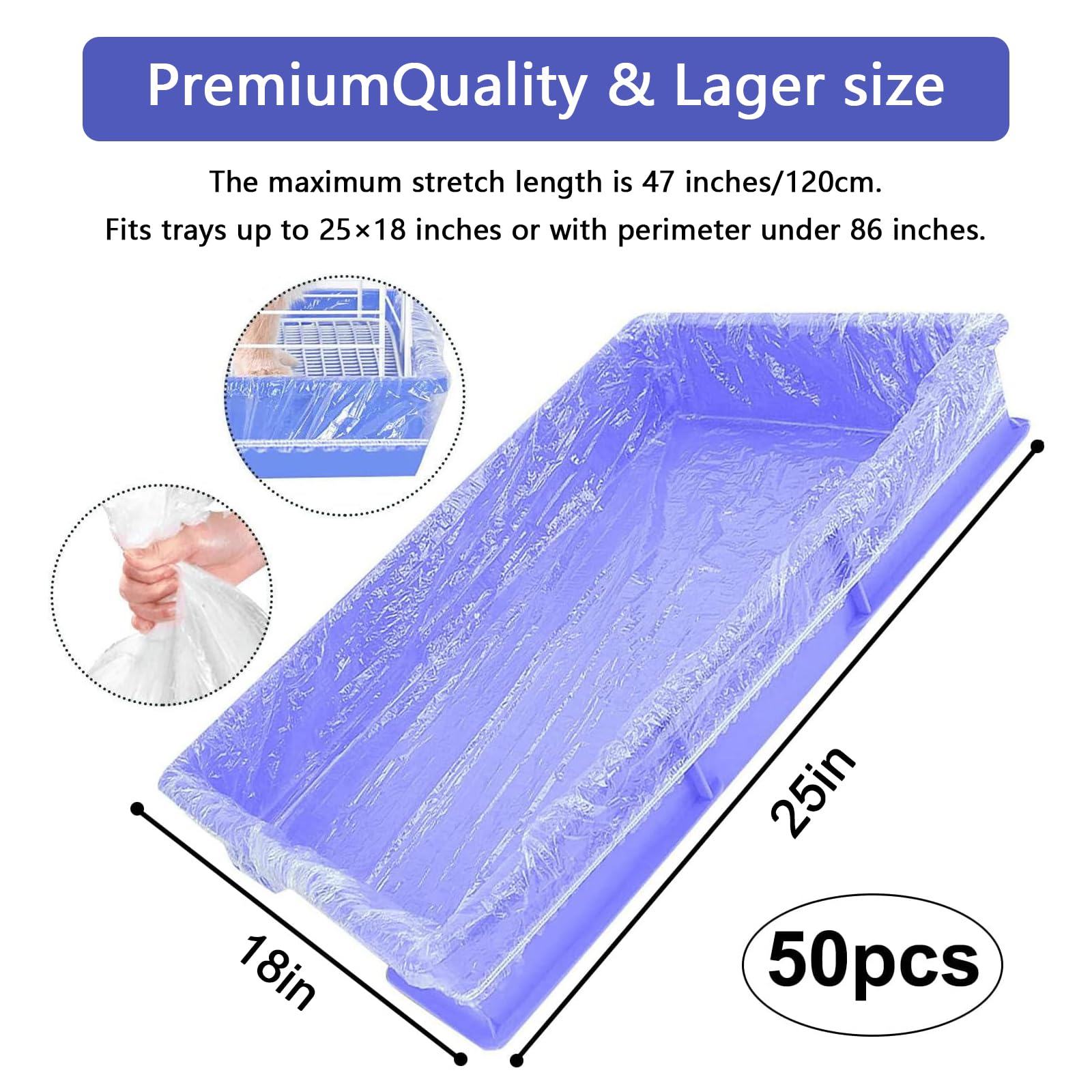 30 pcs Disposable Cage Liners, Clear Plastic Rabbit Cage Liner Bag, Universal Toilet Film for Bunny, Hamster, Totoro, Hedgehog, Guinea Pig and Small Animals(30pcs, 47in)