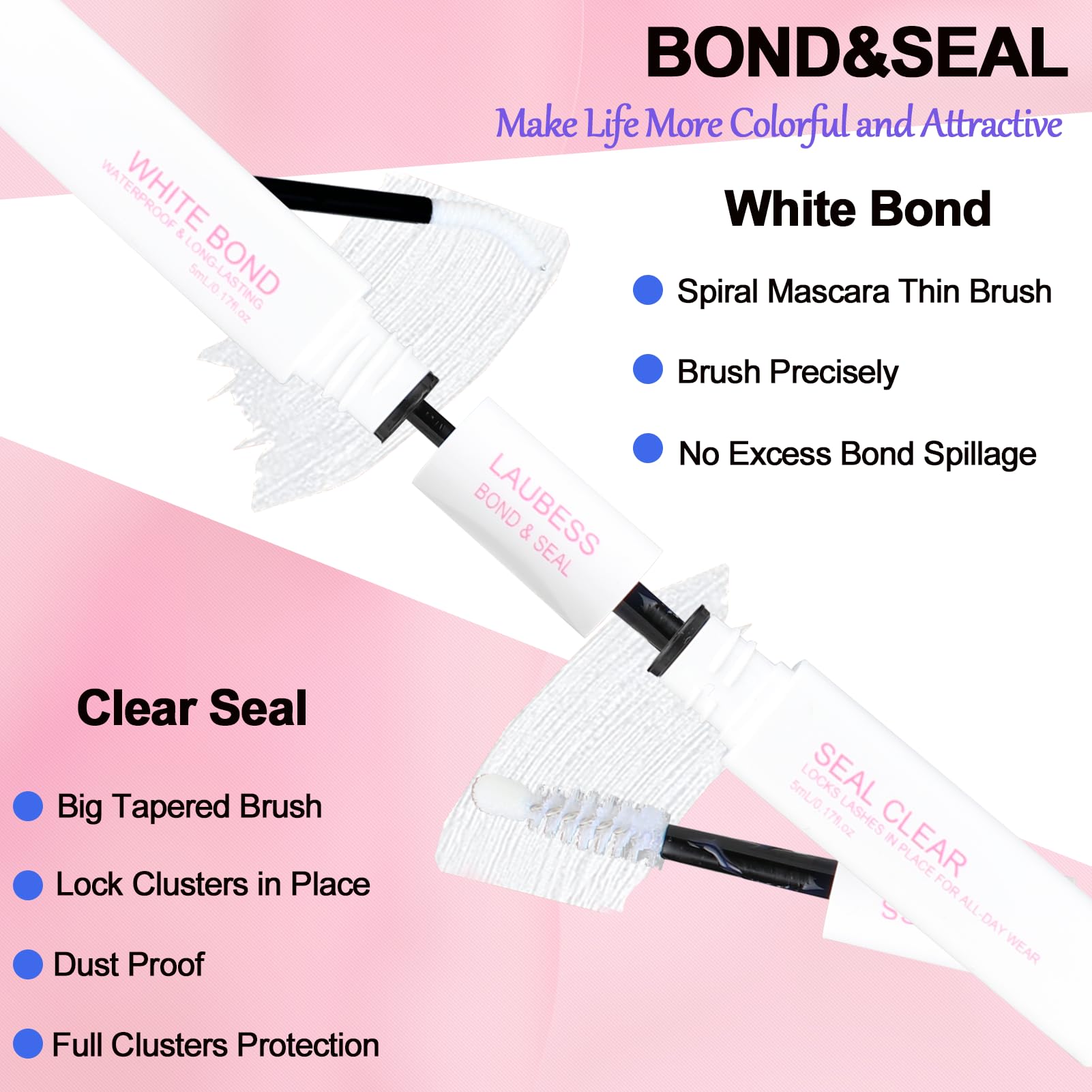 Lash Bond and Seal Mascara for Long Lasting Waterproof Eyelash Extensions - 5ml+5ml