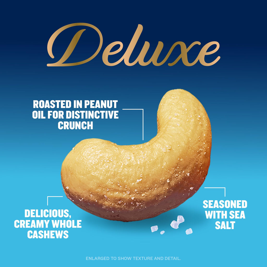 PLANTERS Deluxe Lightly Salted Whole Cashews, 18.25 oz. Resealable Container - Lightly Salted Cashews & Lightly Salted Nuts - Snacks for Adults & Kids - Vegan Snacks, Kosher