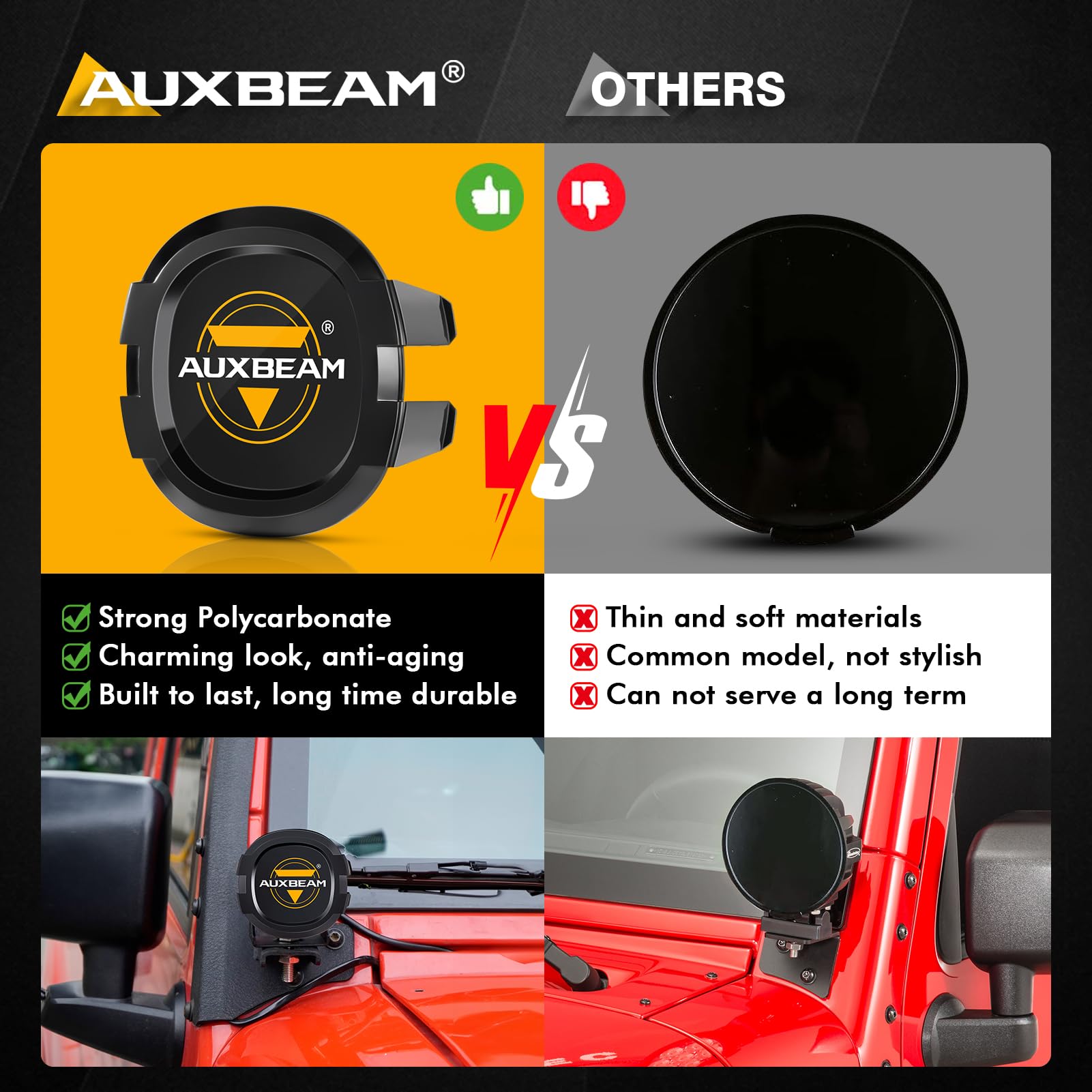 Auxbeam P4 Series Flood Beam LED Pods 4 Inch 90W Round Offroad Fog Lights Driving Flood Light Bar Bumper A-Pillar Hood Mount for Trucks ATV UTV Motorcycle Jeep