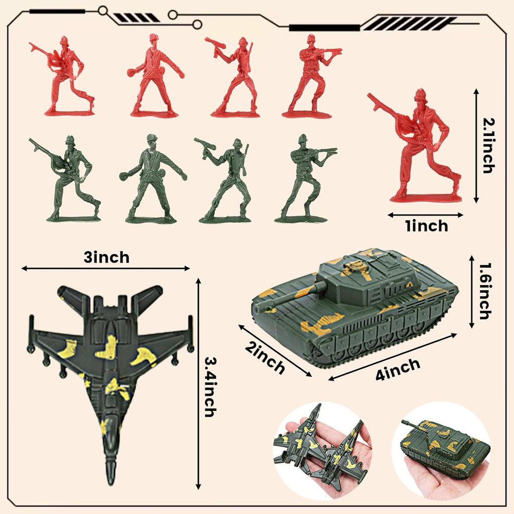 AMOR PRESENT 277 PCS Army Men Military Playset, Army Men Toys for Boys 8-12, Military Soldier Playset Plastic Toy Soldiers Figures and Accessories with Handbag, Stockings Gift for Kid