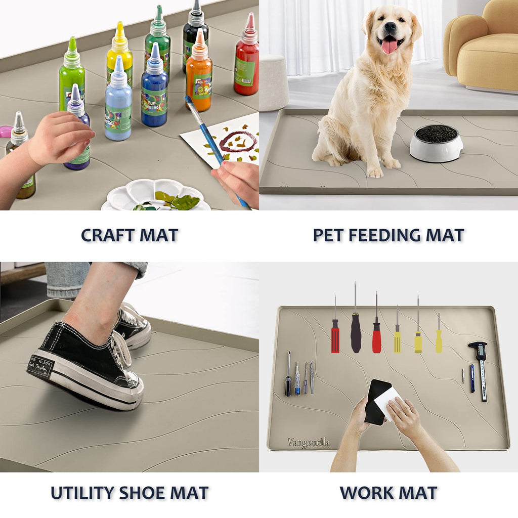 Heavy Duty Silicone Under Sink Mats for Kitchen Waterproof 19" x 19", Extra Thick Under Sink Rubber Mat Drip Tray, Raised Edge Under Sink Liner,Prevent Drips, Leaks, Spills,Beige