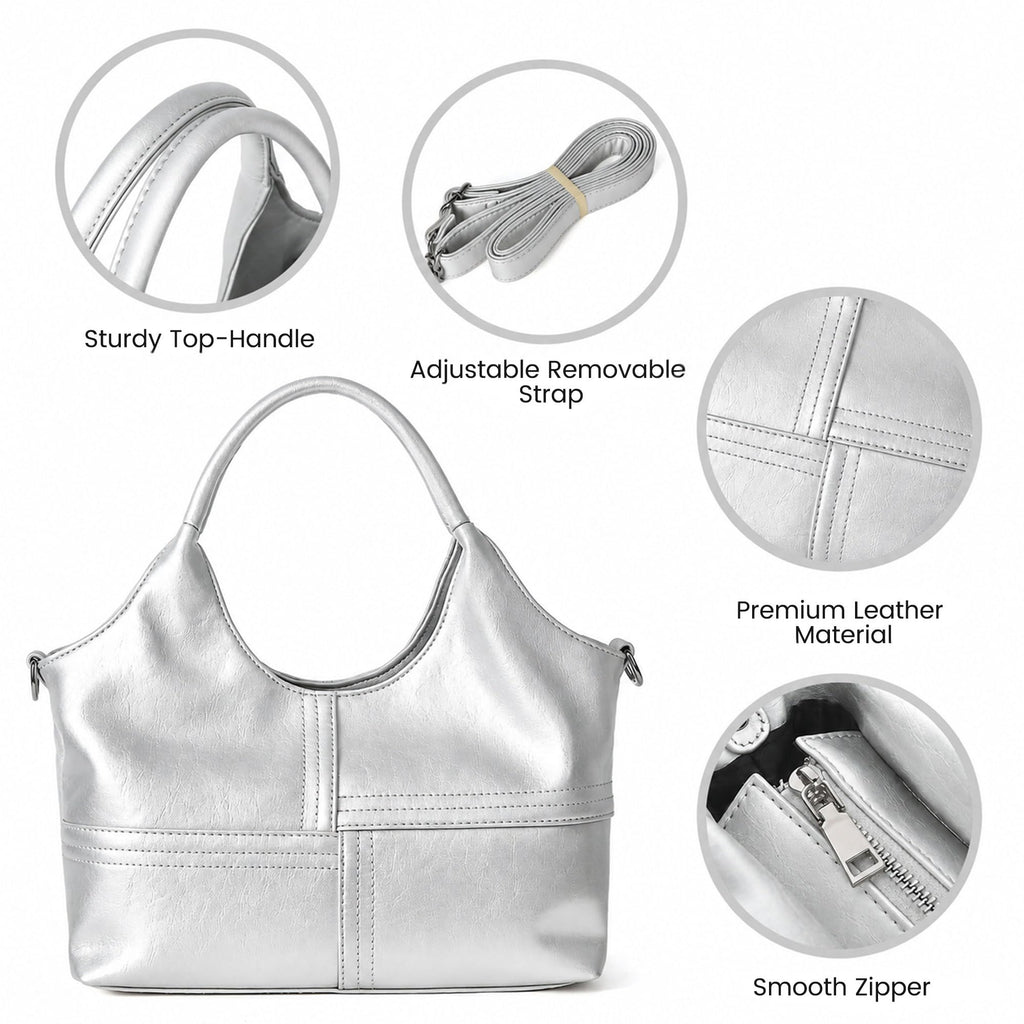 KOGTLA Medium Vegan Leather Purses for Women with Detachable Satchel Strap, Ladies Handbags, Tote Hobo Bags with Two-Handle