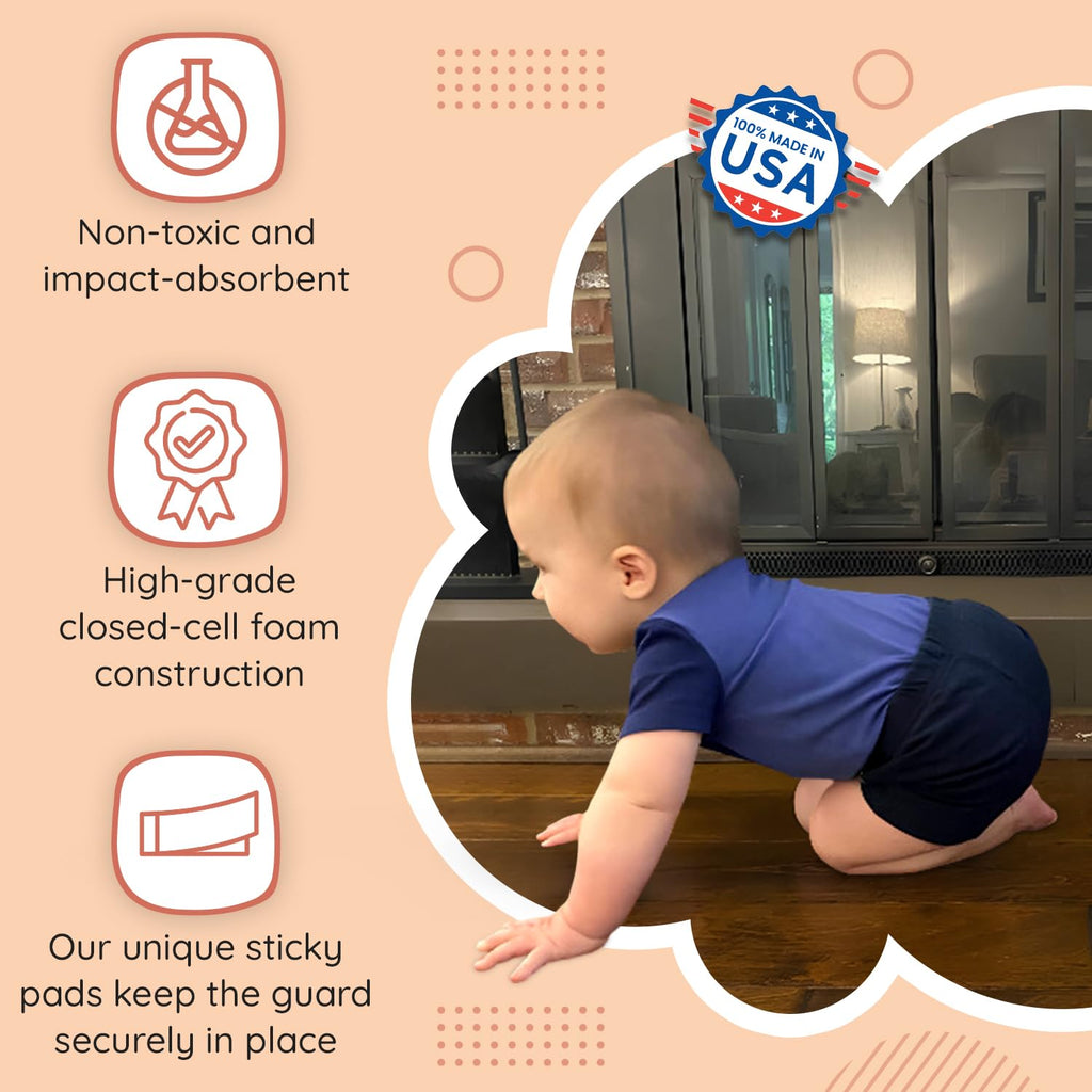 Soft Seat Edge Cushion Fireplace Hearth Guard Bumper Pad Child Proof Padding (Small, Brown-fits Width from-0"-68")