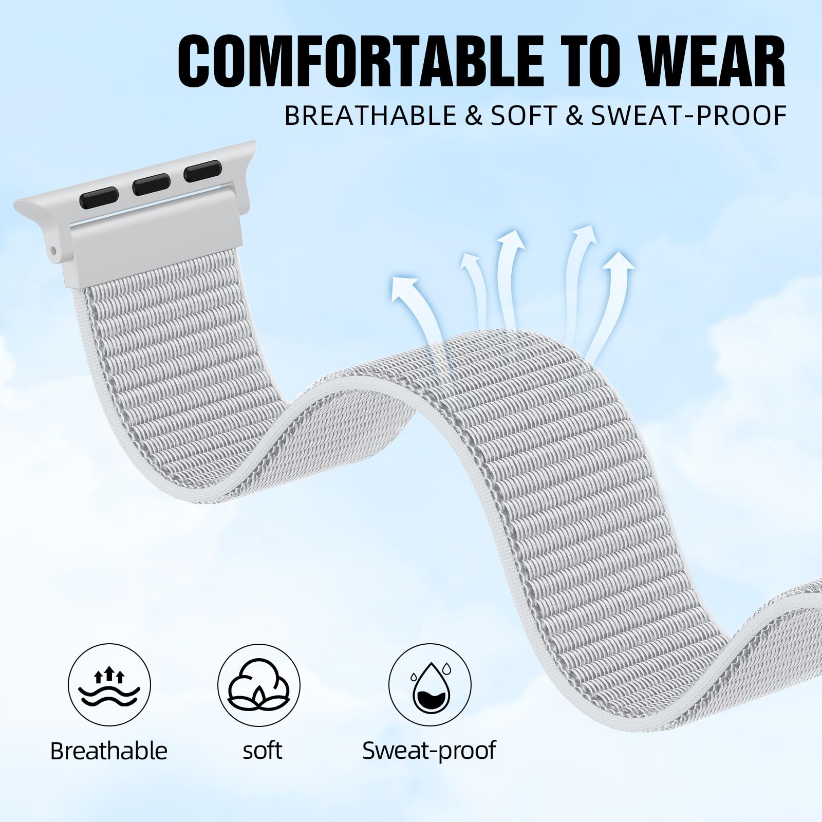 Nylon Sport Band Compatible with Apple Watch Band 38mm 40mm 41mm 42mm 44mm 45mm 46mm 49mm, Adjustable Breathable Women Men Braided Strap Loop for iWatch Series 11/10/9/8/7/6/5/SE Ultra 3/2/1