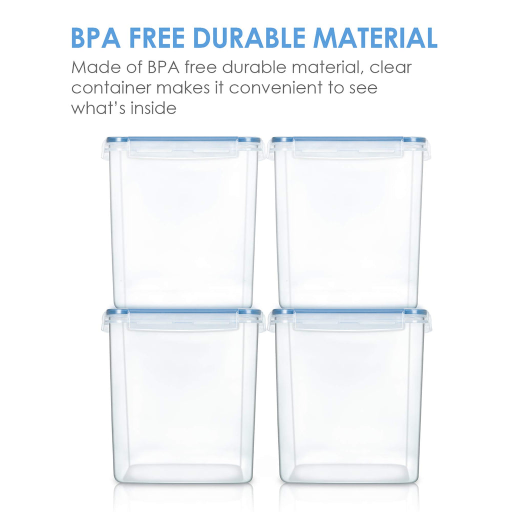 Vtopmart Food Storage Containers 2.5L / 84.5oz, 4 Pieces BPA Free Plastic Airtight Canister for Flour, Sugar, Baking Supplies, with 4 Measuring Cups and 24 Labels, Black