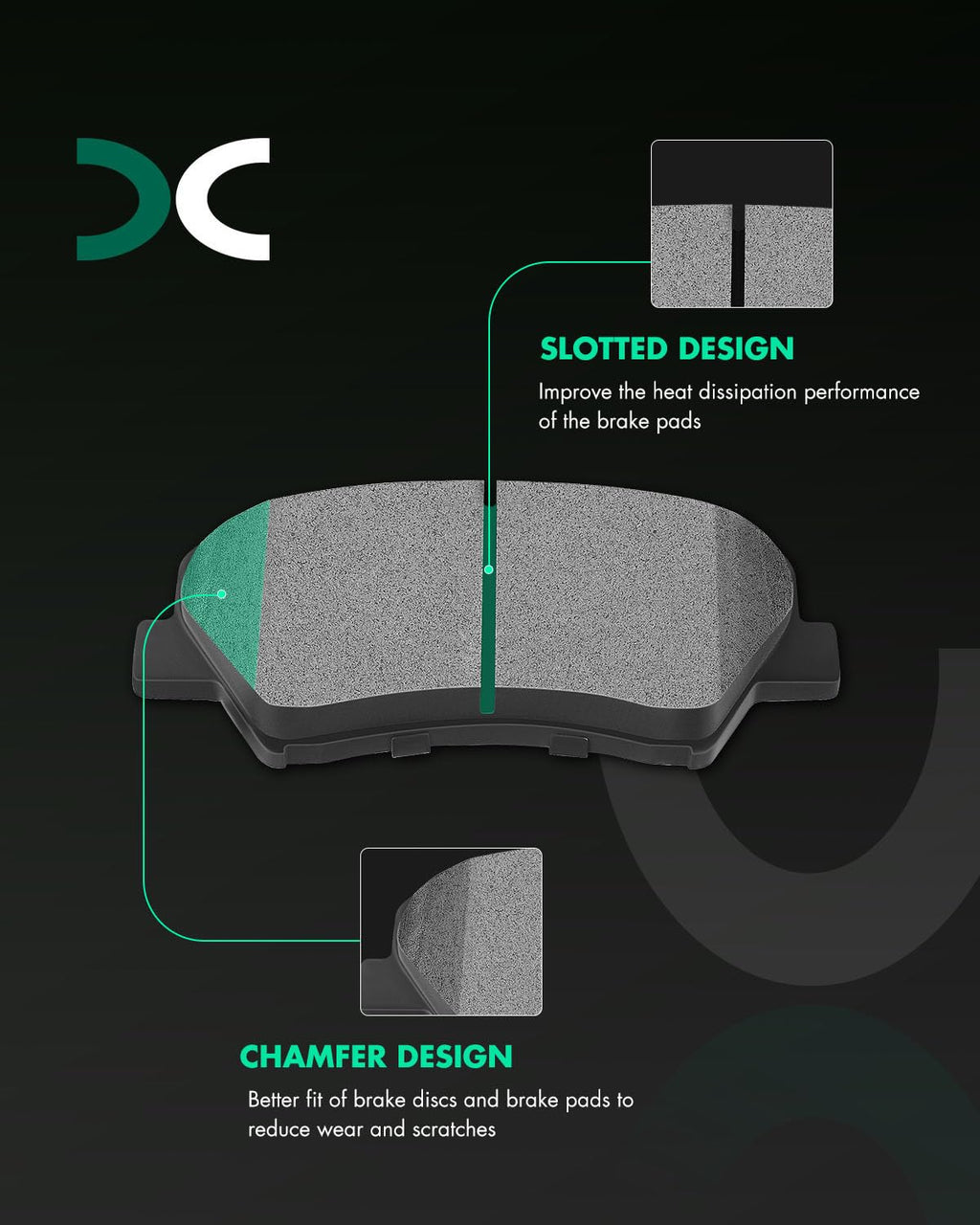 SCITOO D815 D905 Front Rear Ceramic Brake Pads Sets Fit For INFINITI For G35 2003-2005,For Nissan For 350Z 2003-2005 | For Altima 2007-2013 | For Juke 2011-2017 | For Sentra 2007-2012
