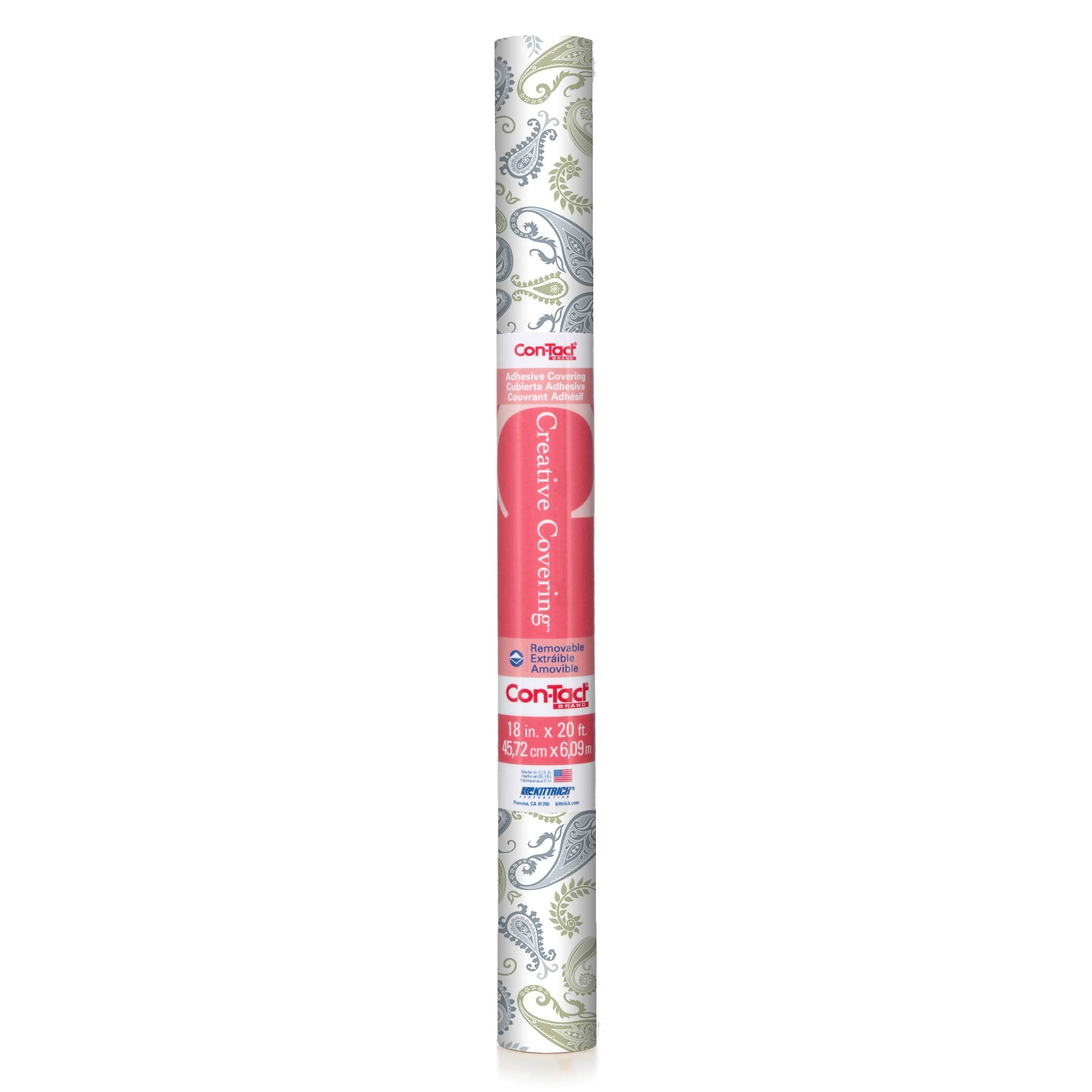 Con-Tact Brand Creative Covering, Self-Adhesive Shelf Liner, Multi-Purpose Vinyl Roll, Easy to Use and Apply, 18'' x 50', Abby Sage