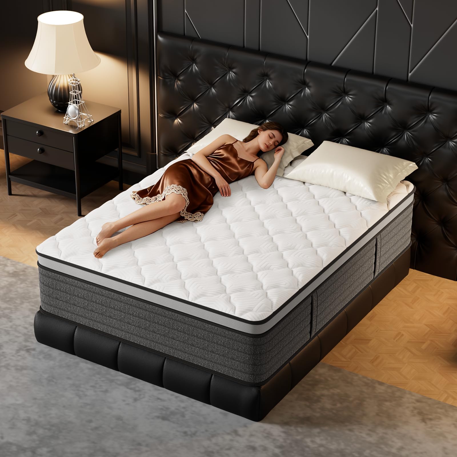 PUBPLON Twin Mattress, Hotel Luxury Hybrid 12 Inch Twin Size-Gel Memory Foam Mattress in a Box (New Version), Individually Wrapped Pocket Spring, Pressure Relief, Medium Firm