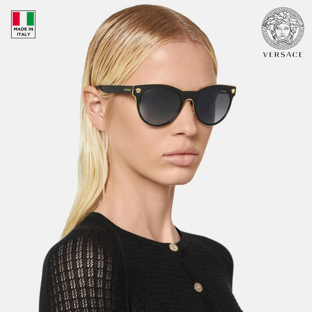 VERSACE VE2198 Phantos Shape Metal Sunglasses 54mm