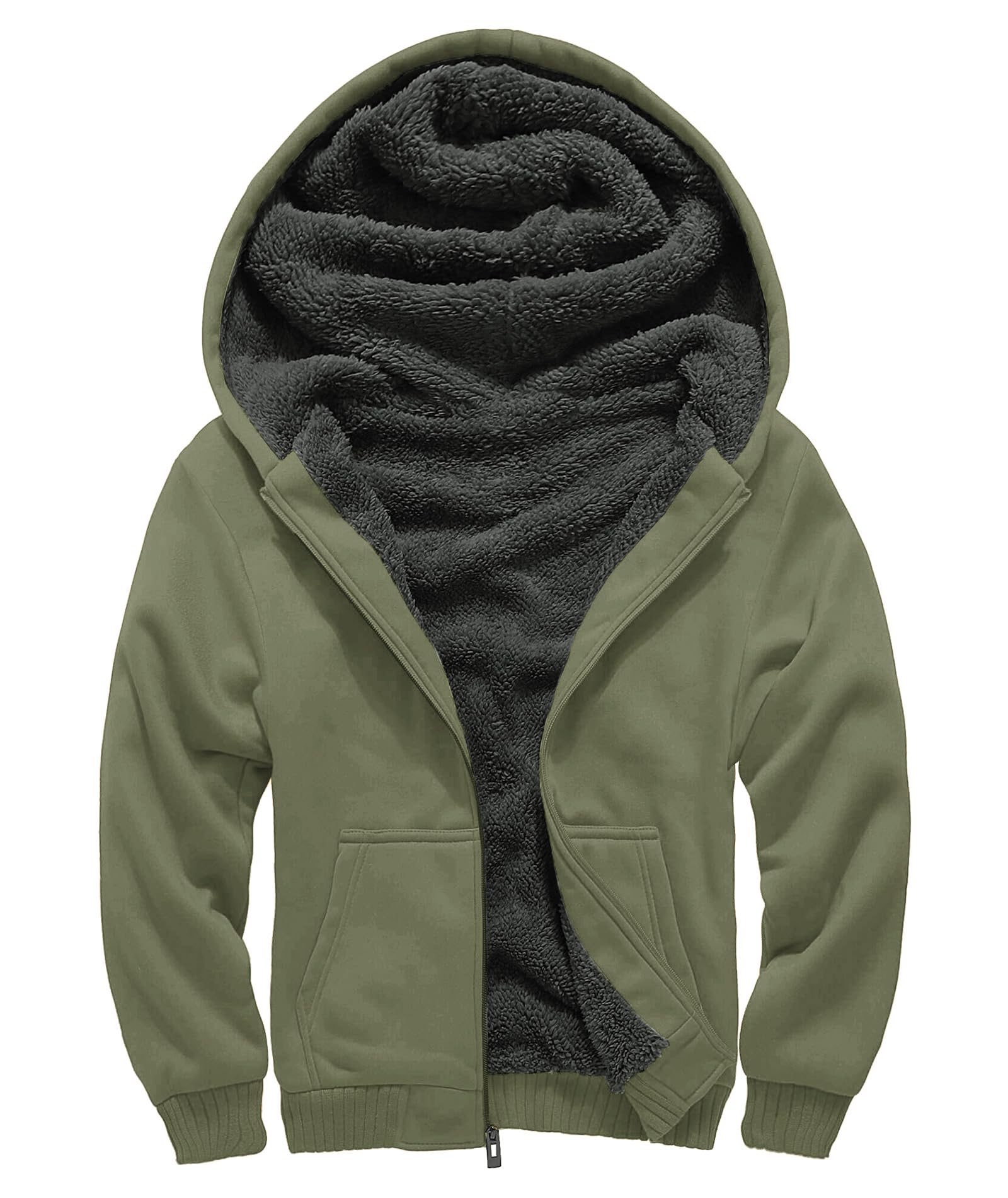 GEEK LIGHTING Boys Sherpa Lined Hoodie Kids Fleece Sweatshirt Full Zip Hooded Jacket