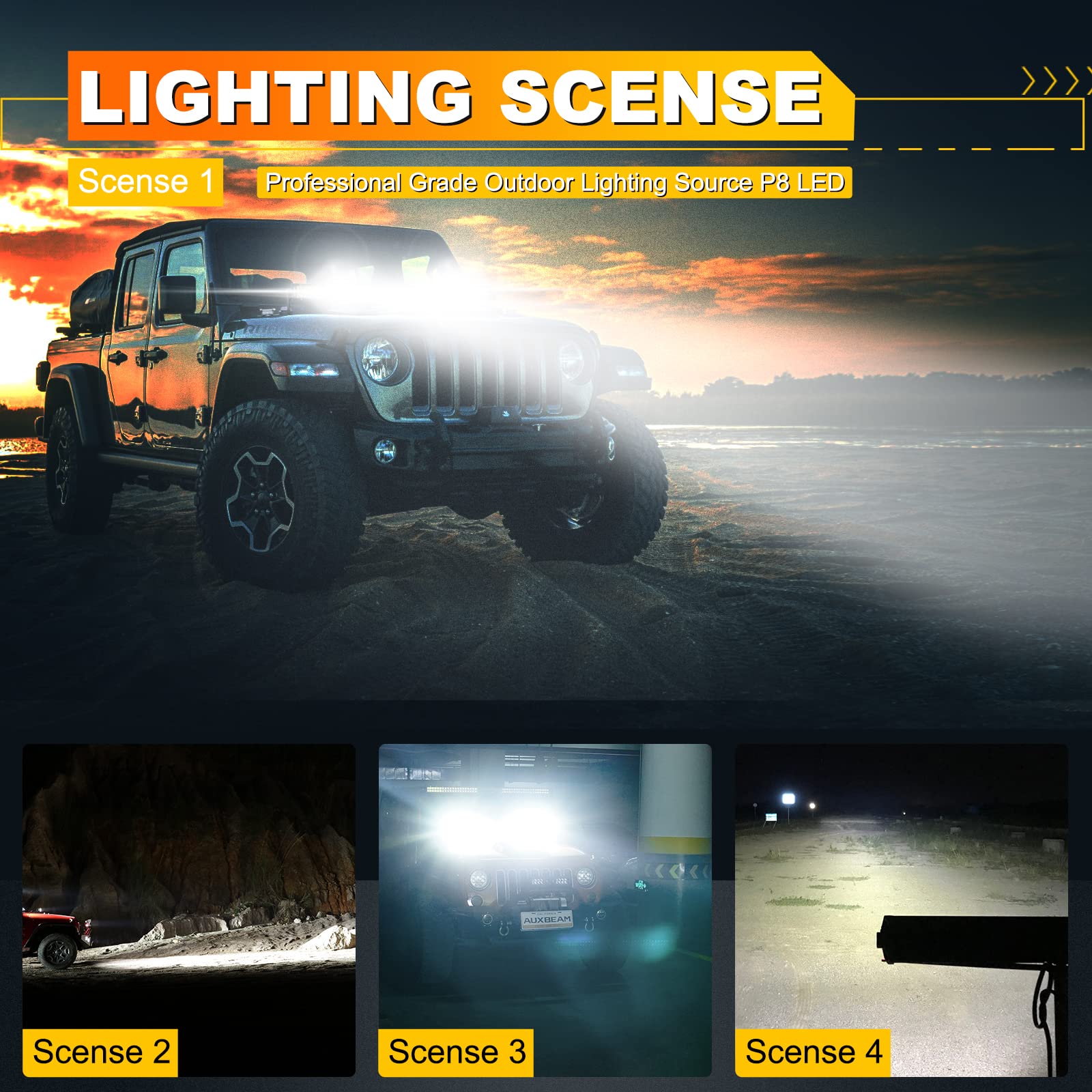 Auxbeam 12Inch Led Light Bar 100W 12000LM 5D Pro Lens Off Road Driving Light Spot Flood Combo Fog Light with 10FT Wiring Harness Kit (Professional Grade Outdoor Lighting Source P8 LED)