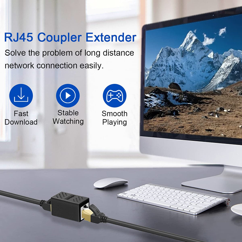 ZUZONG IP68 Waterproof RJ45 Coupler Splitter, Waterproof Ethernet Coupler 1 in 2 Out Splitter IP68 Ethernet Outdoor LAN Cable Connector for Cat5/Cat5e/Cat6/Cat7/Cat8 Ethernet Cable (1 Pair Female)