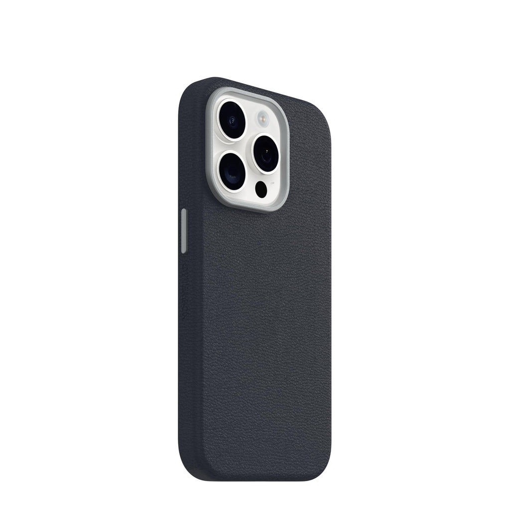 OtterBox iPhone 15 Symmetry Series Cactus Leather for MagSafe - Noir ASH (Black), Slim, Premium, Protective iPhone Case