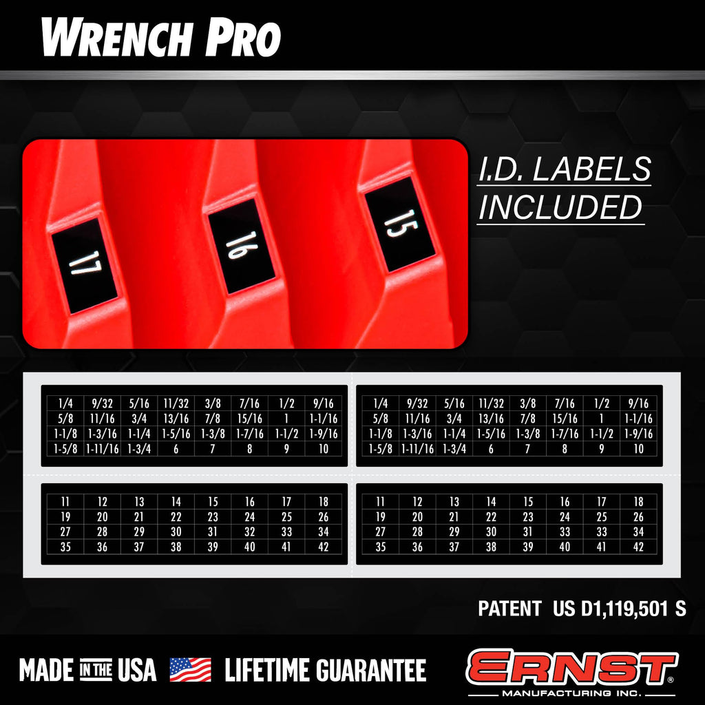 Ernst Manufacturing Wrench Pro - Modular Wrench Organizer for 40 Tools with Magnetic Base (Patented) - Made in the USA